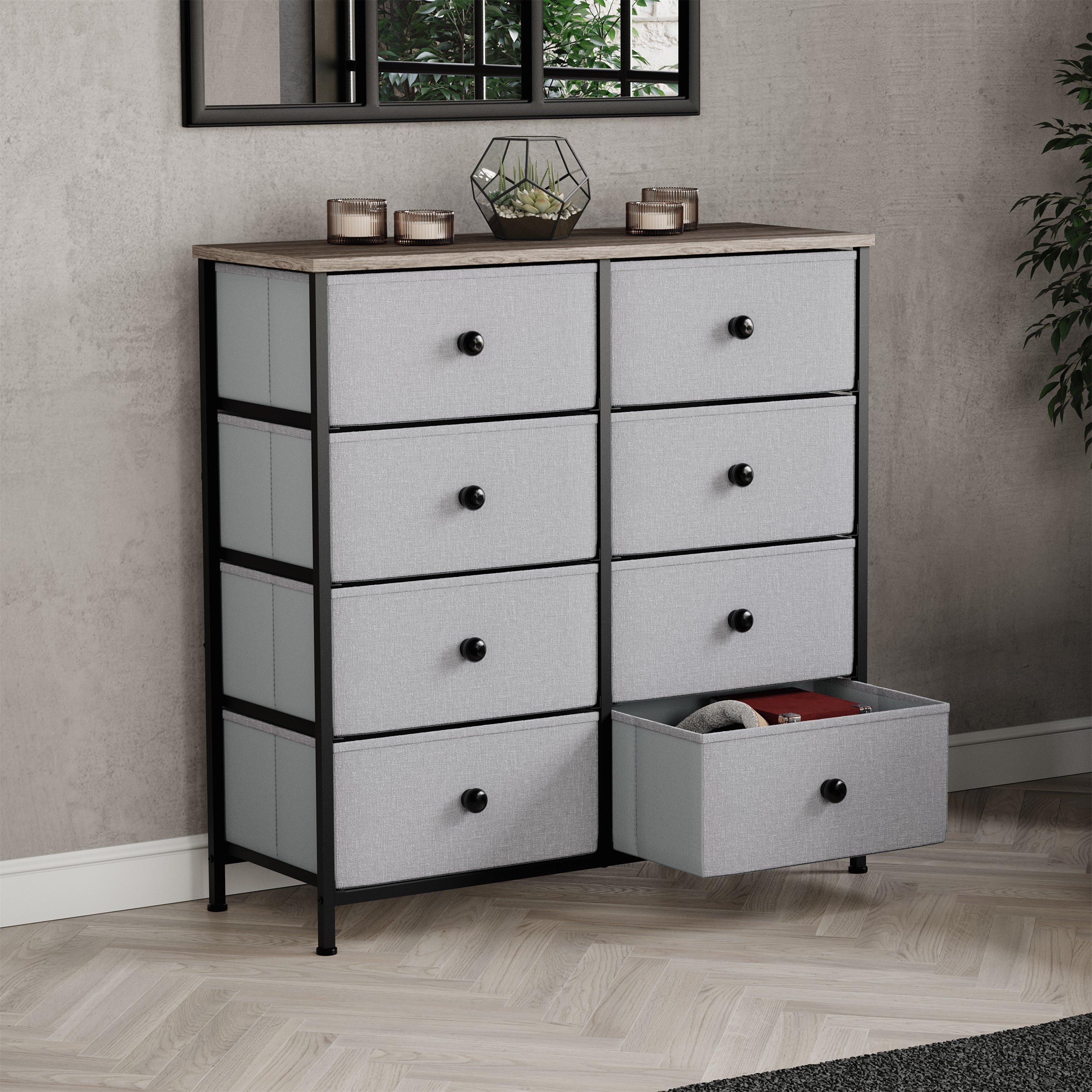 Beige & Grey Wo - Lassic - Chorley 8 Drawer Fabric Storage Chest UKFR - 3
