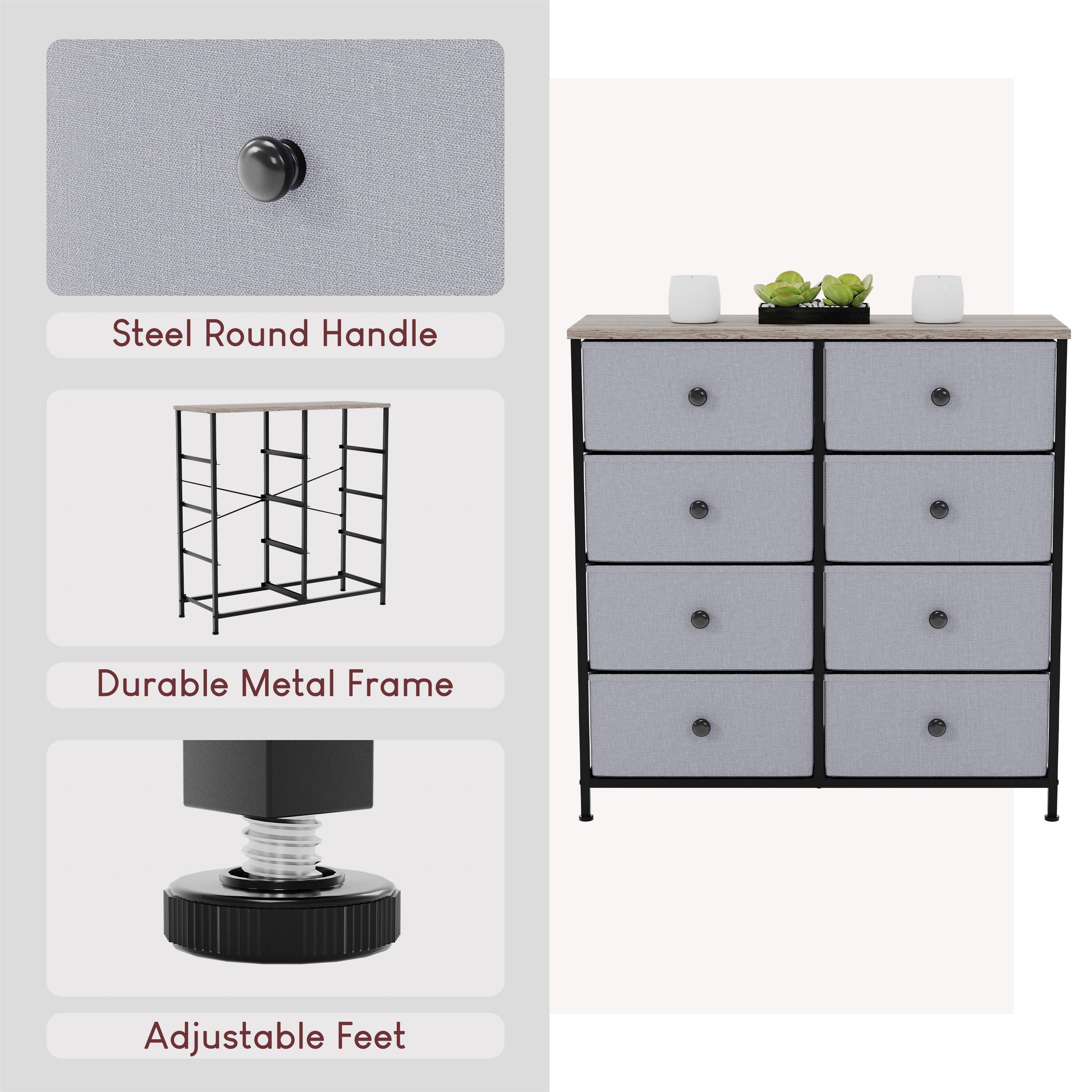 Beige & Grey Wo - Lassic - Chorley 8 Drawer Fabric Storage Chest UKFR - 4