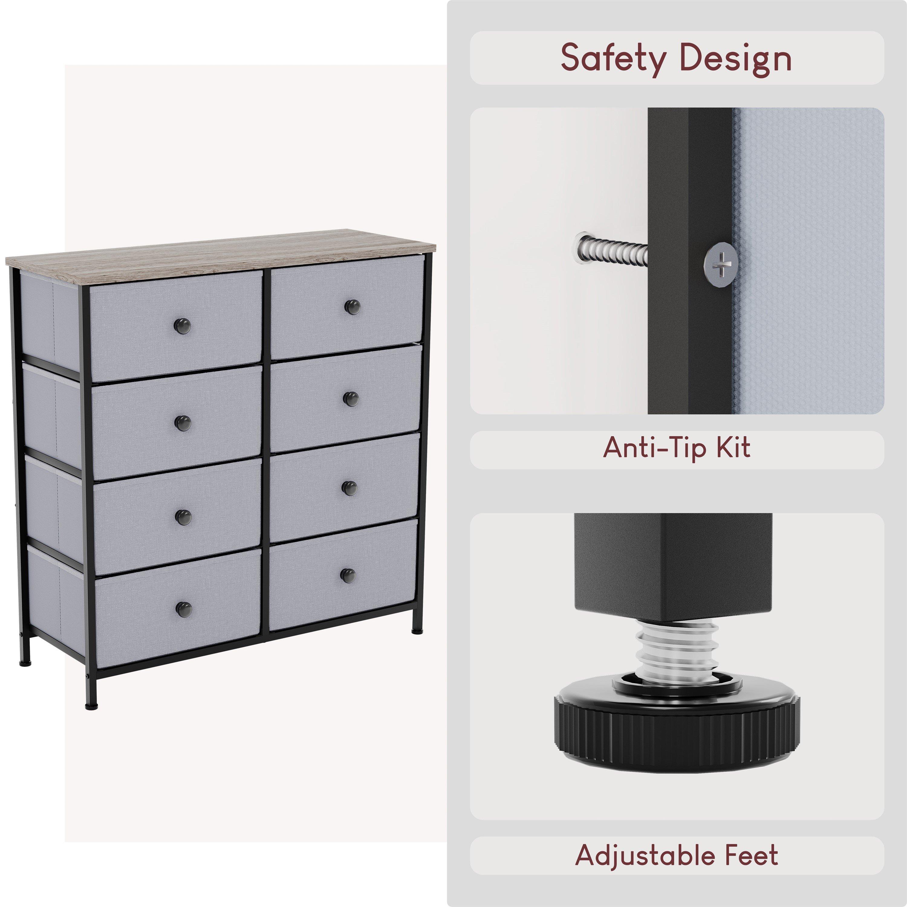 Beige & Grey Wo - Lassic - Chorley 8 Drawer Fabric Storage Chest UKFR - 7