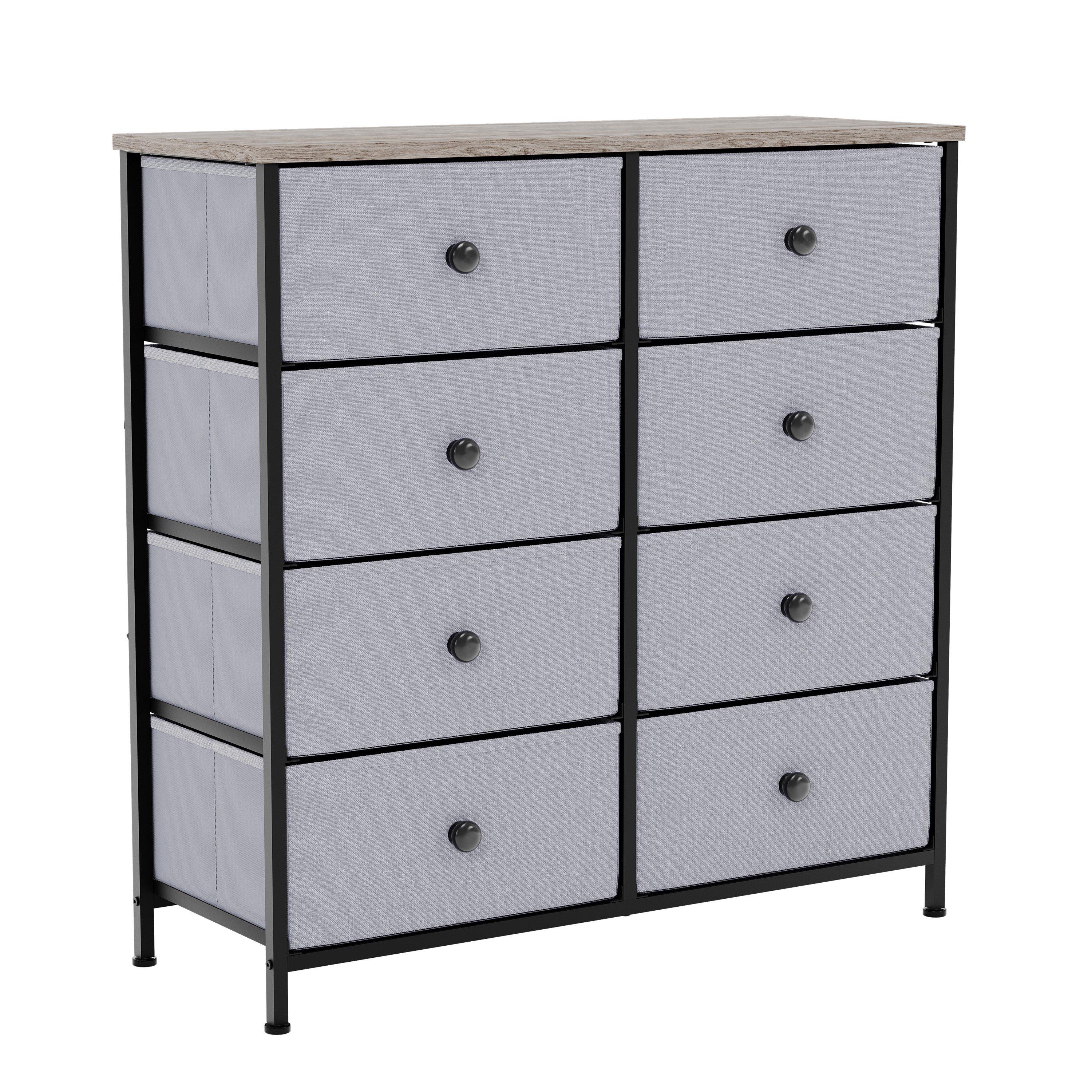 Beige & Grey Wo - Lassic - Chorley 8 Drawer Fabric Storage Chest UKFR - 8