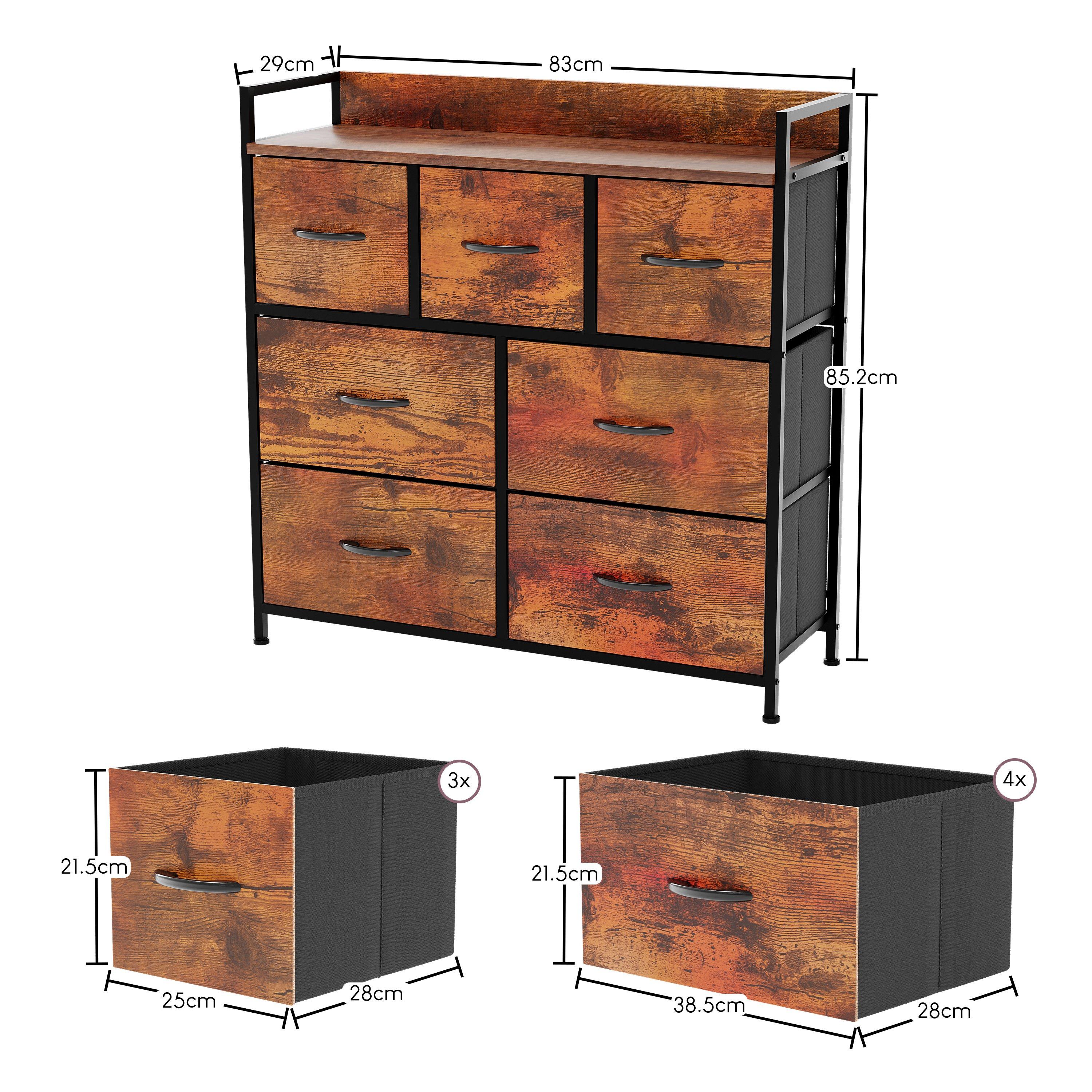 Rustic Brown - Lassic - Chorley 7 Drawer Fabric Storage Chest UKFR - 2