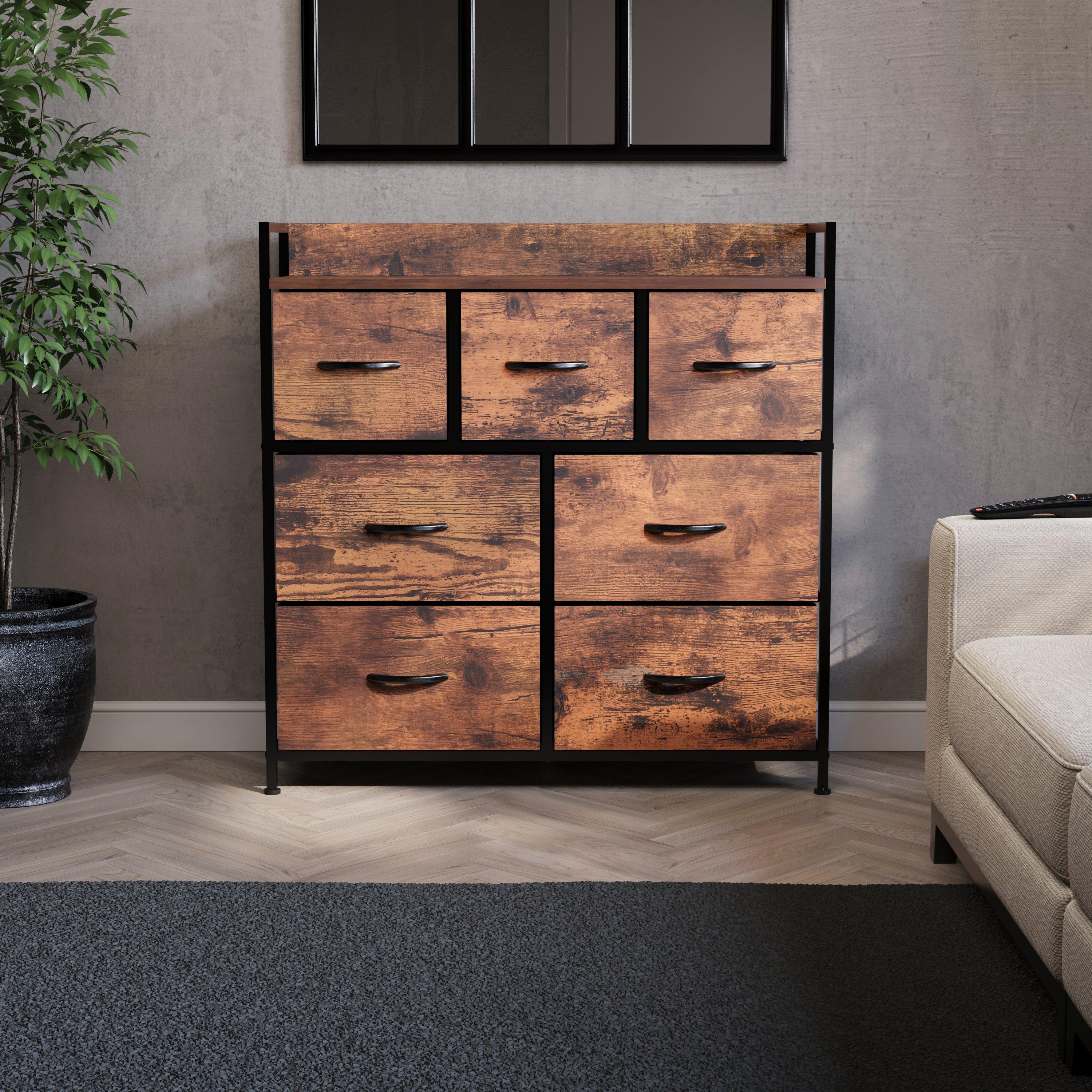 Rustic Brown - Lassic - Chorley 7 Drawer Fabric Storage Chest UKFR - 3