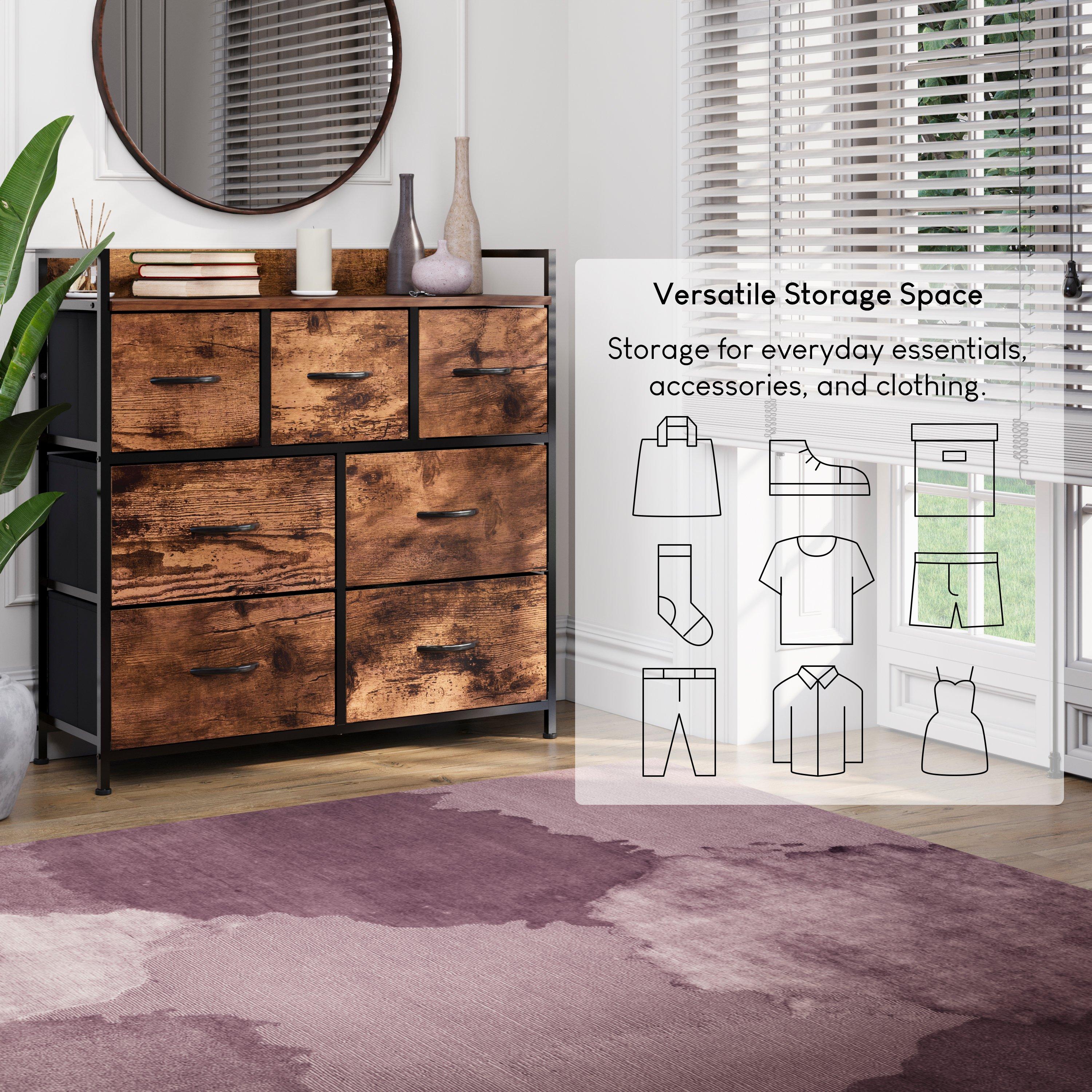 Rustic Brown - Lassic - Chorley 7 Drawer Fabric Storage Chest UKFR - 4