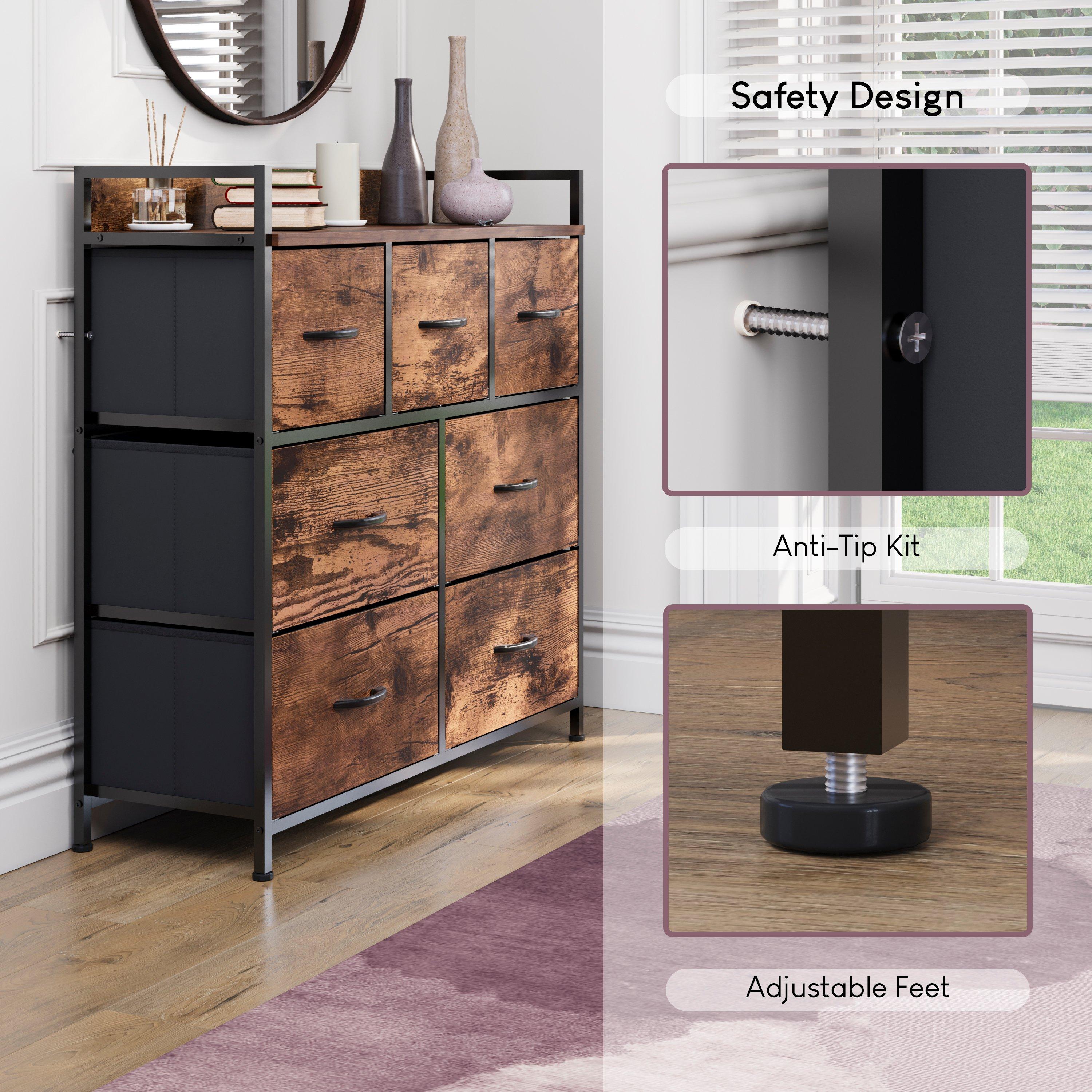 Rustic Brown - Lassic - Chorley 7 Drawer Fabric Storage Chest UKFR - 6