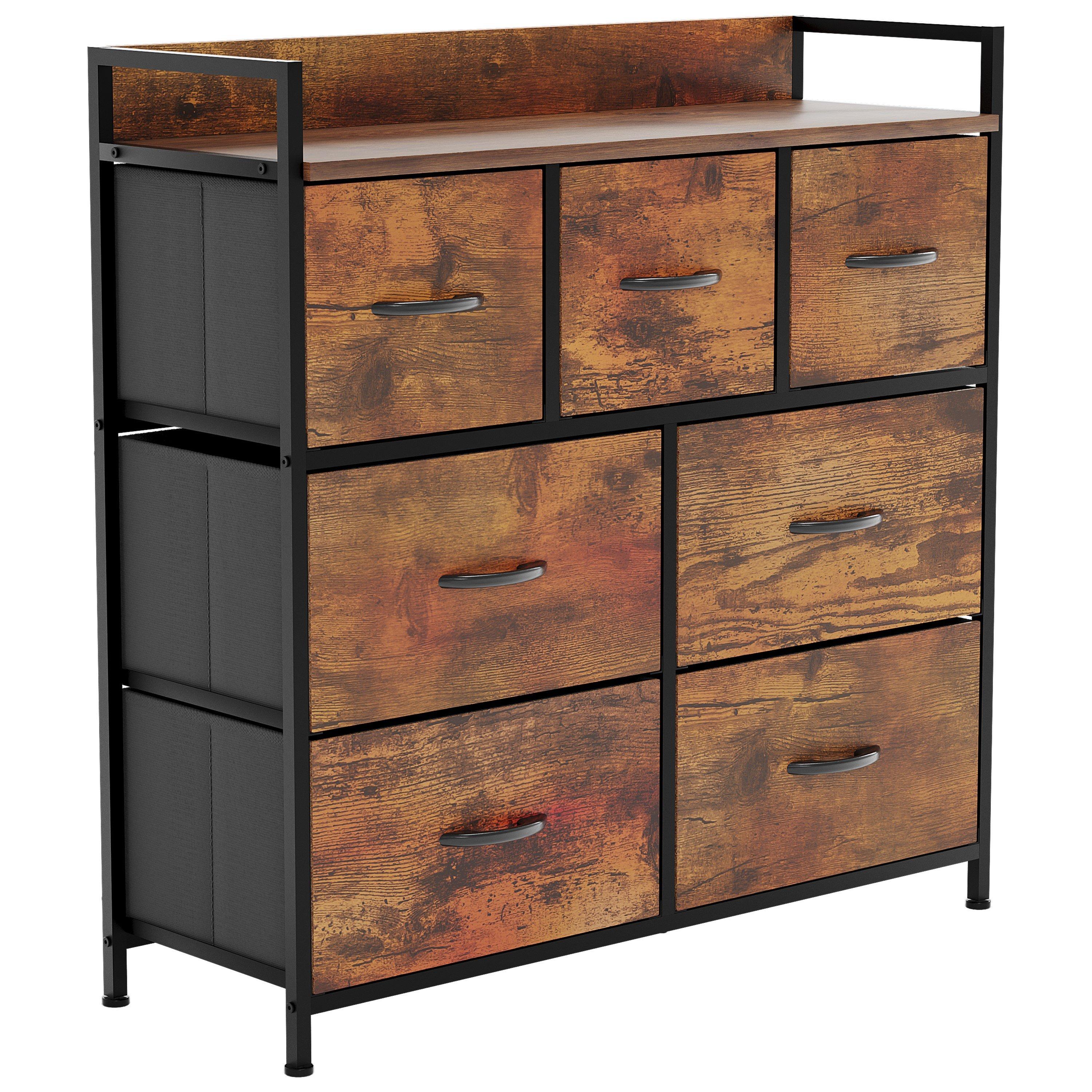 Rustic Brown - Lassic - Chorley 7 Drawer Fabric Storage Chest UKFR - 8