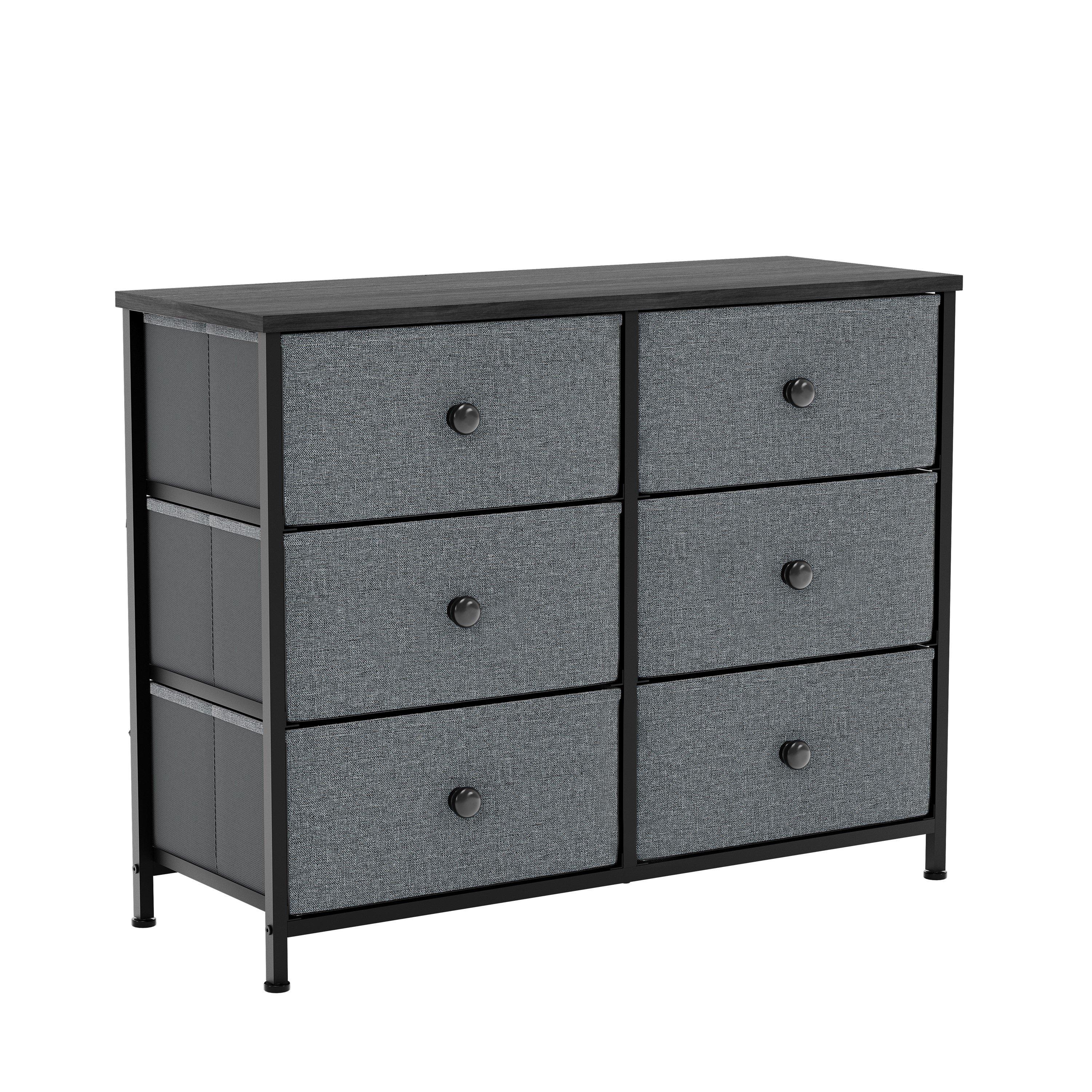 Grey & Black - Lassic - Chorley 6 Drawer Fabric Storage Chest UKFR - 8