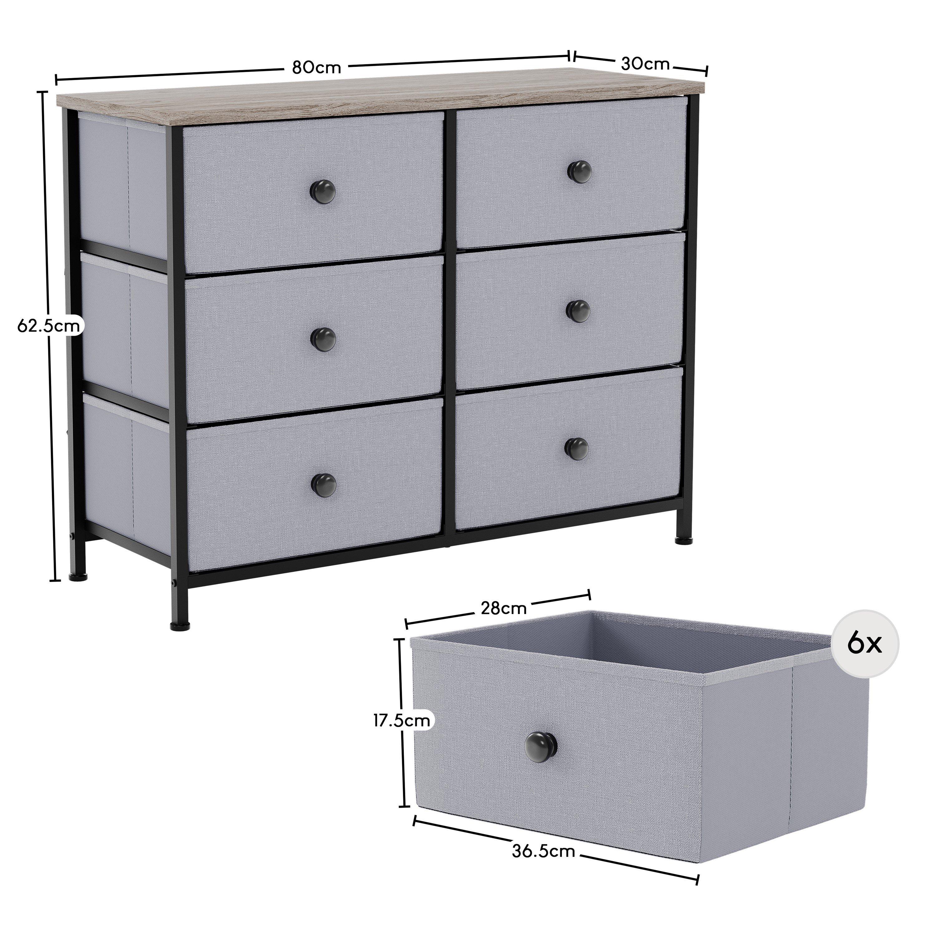 Beige & Grey Wo - Lassic - Chorley 6 Drawer Fabric Storage Chest UKFR - 2