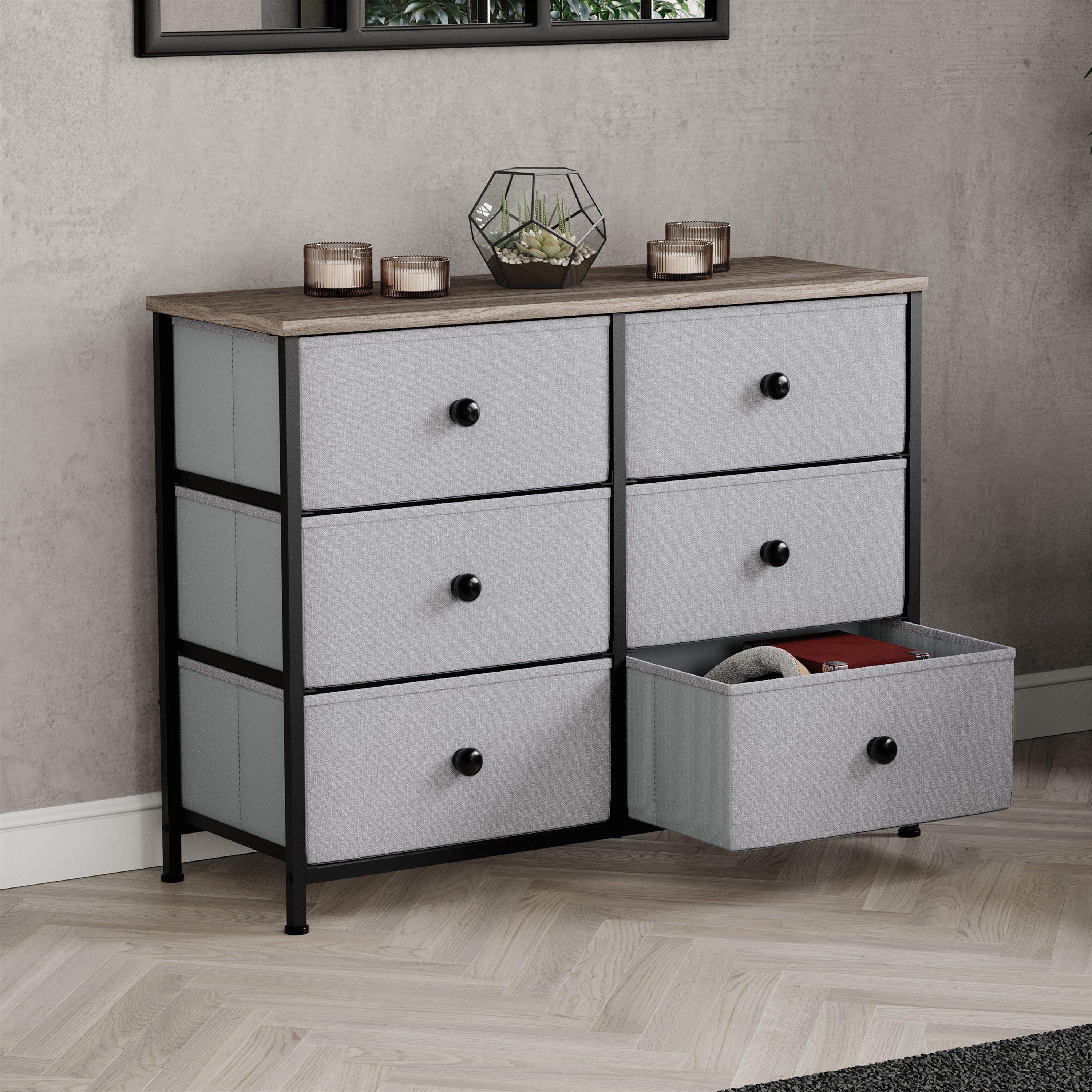 Beige & Grey Wo - Lassic - Chorley 6 Drawer Fabric Storage Chest UKFR - 3