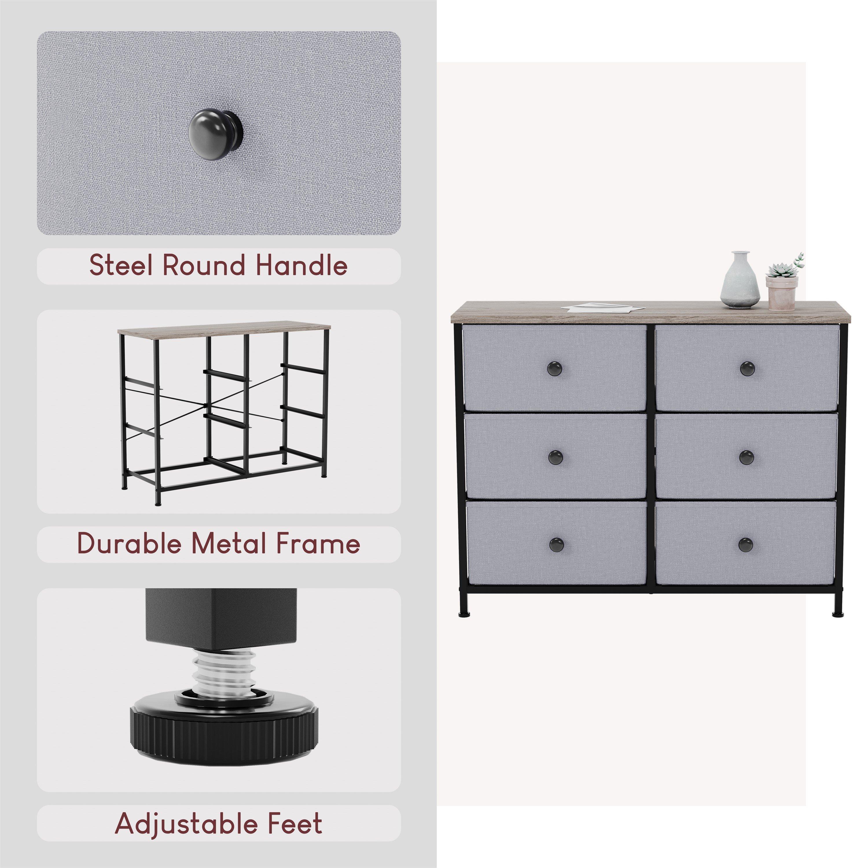 Beige & Grey Wo - Lassic - Chorley 6 Drawer Fabric Storage Chest UKFR - 4