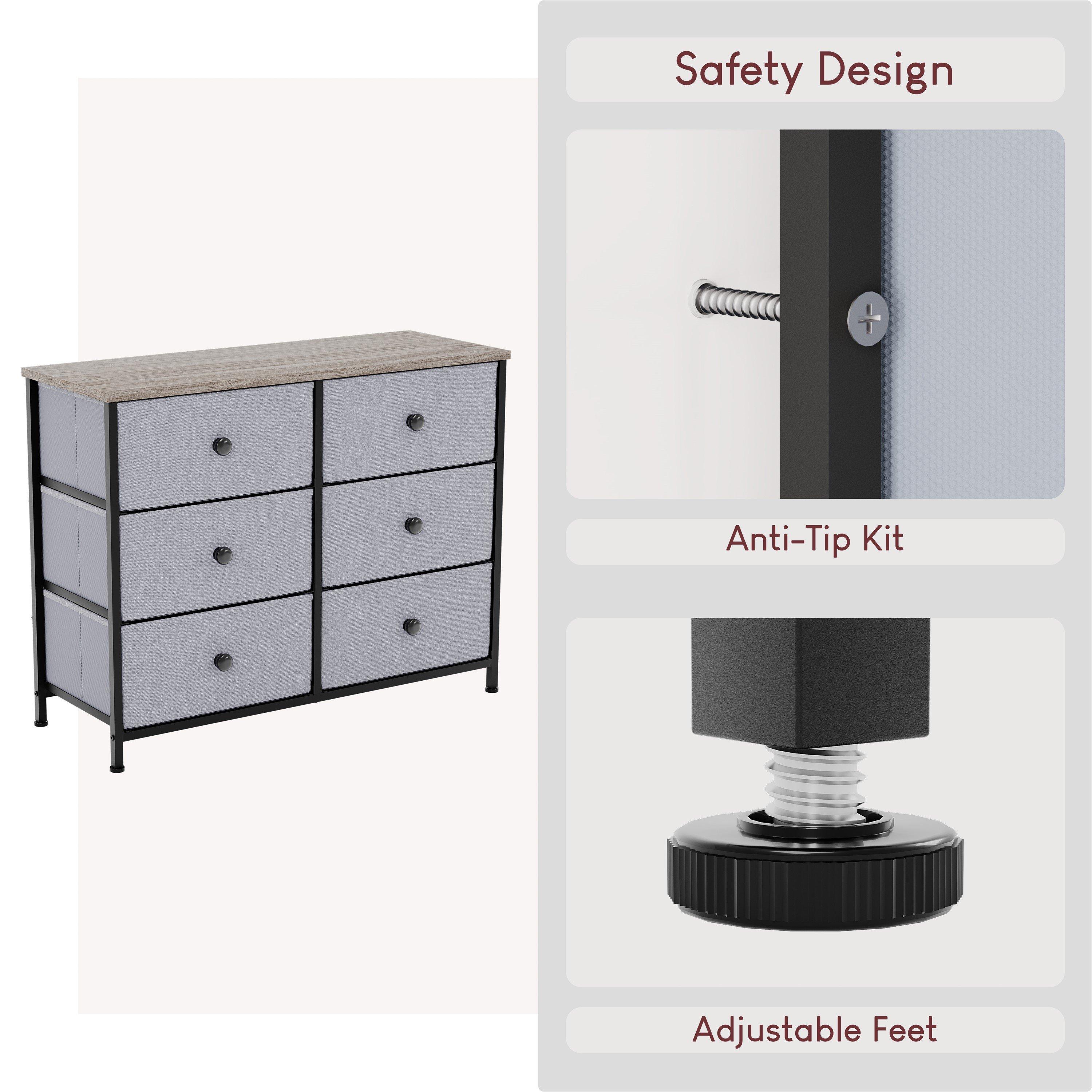 Beige & Grey Wo - Lassic - Chorley 6 Drawer Fabric Storage Chest UKFR - 7