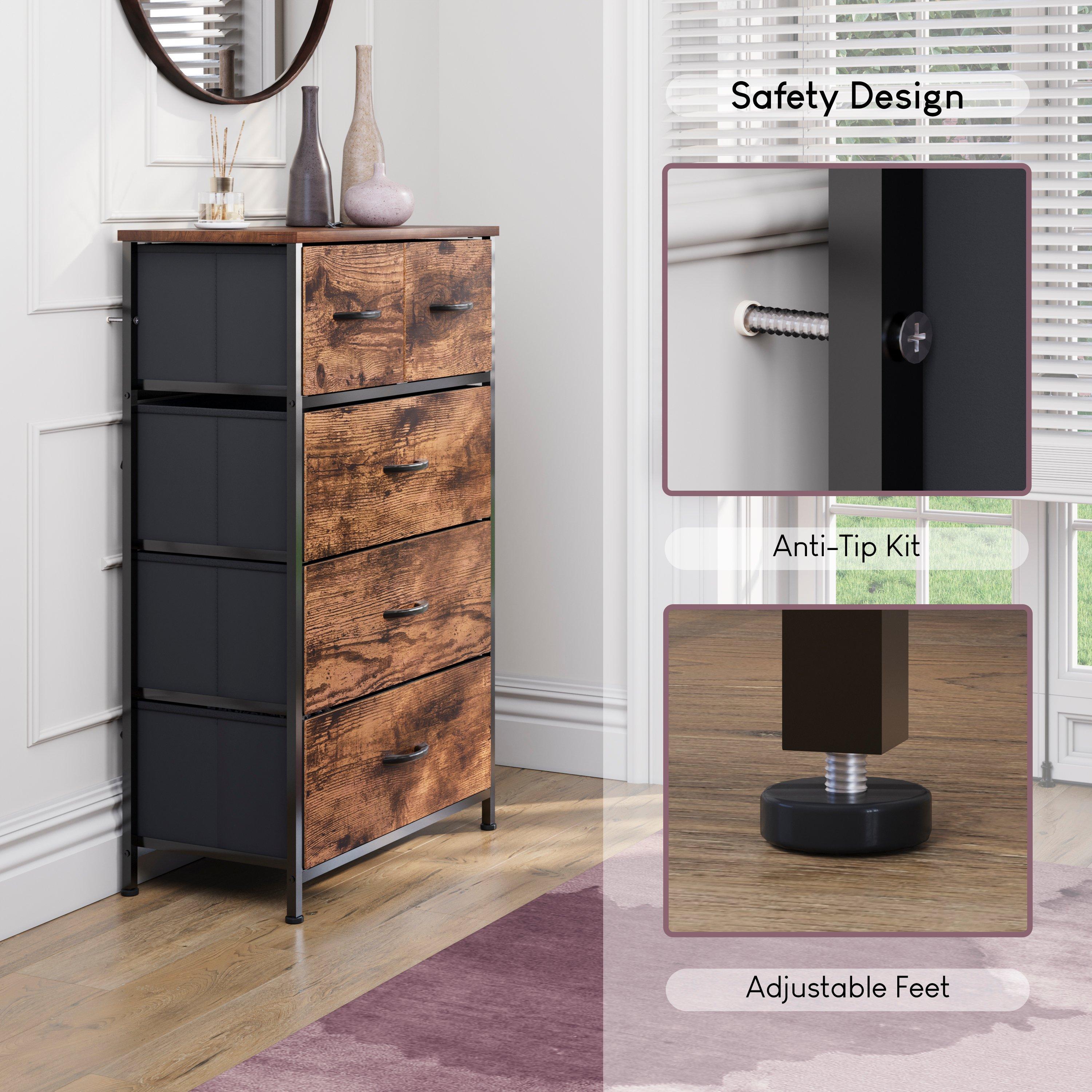 Rustic Brown - Lassic - Chorley 5 Drawer Fabric Storage Chest UKFR - 6