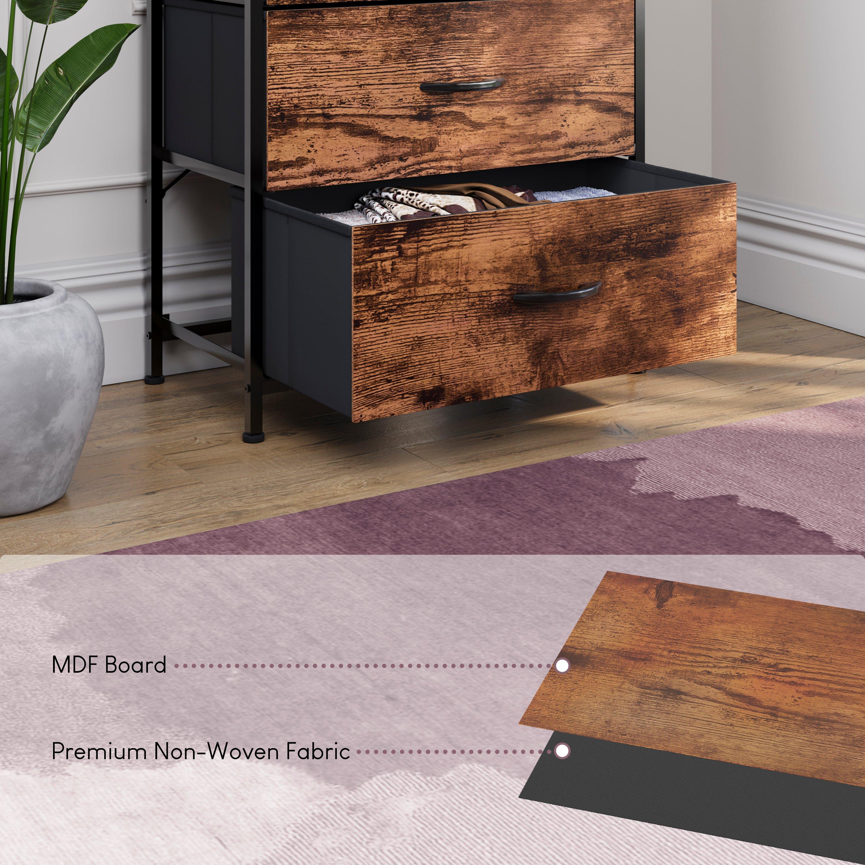 Rustic Brown - Lassic - Chorley 5 Drawer Fabric Storage Chest UKFR - 7