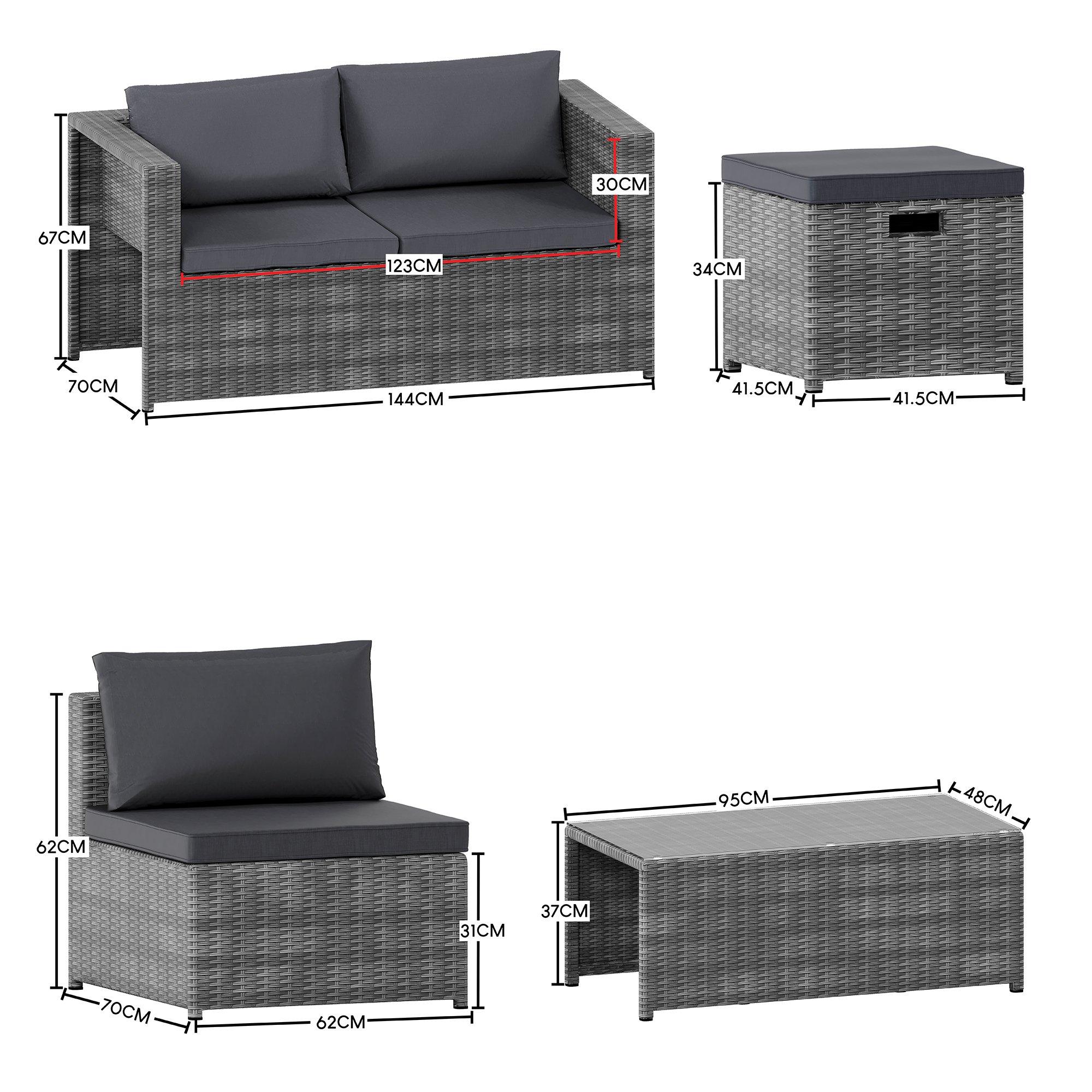 Grey - Lassic - Islay 6 Seater Rattan Set - Fully Assembled UKFR - 2