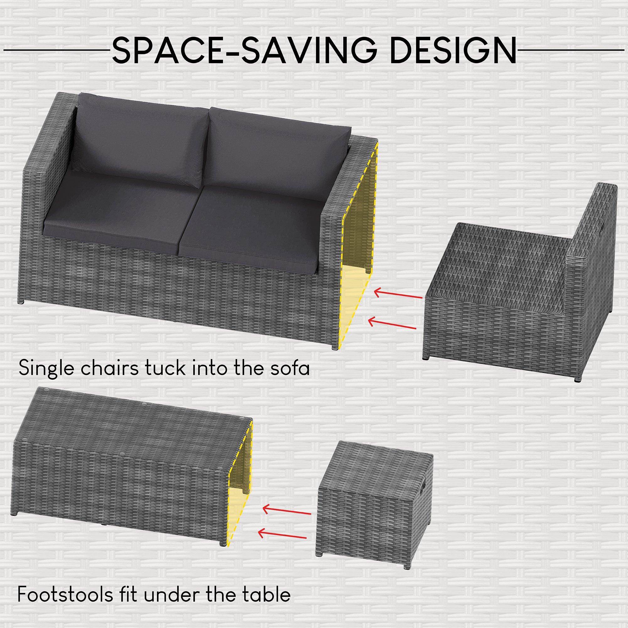 Grey - Lassic - Islay 6 Seater Rattan Set - Fully Assembled UKFR - 4