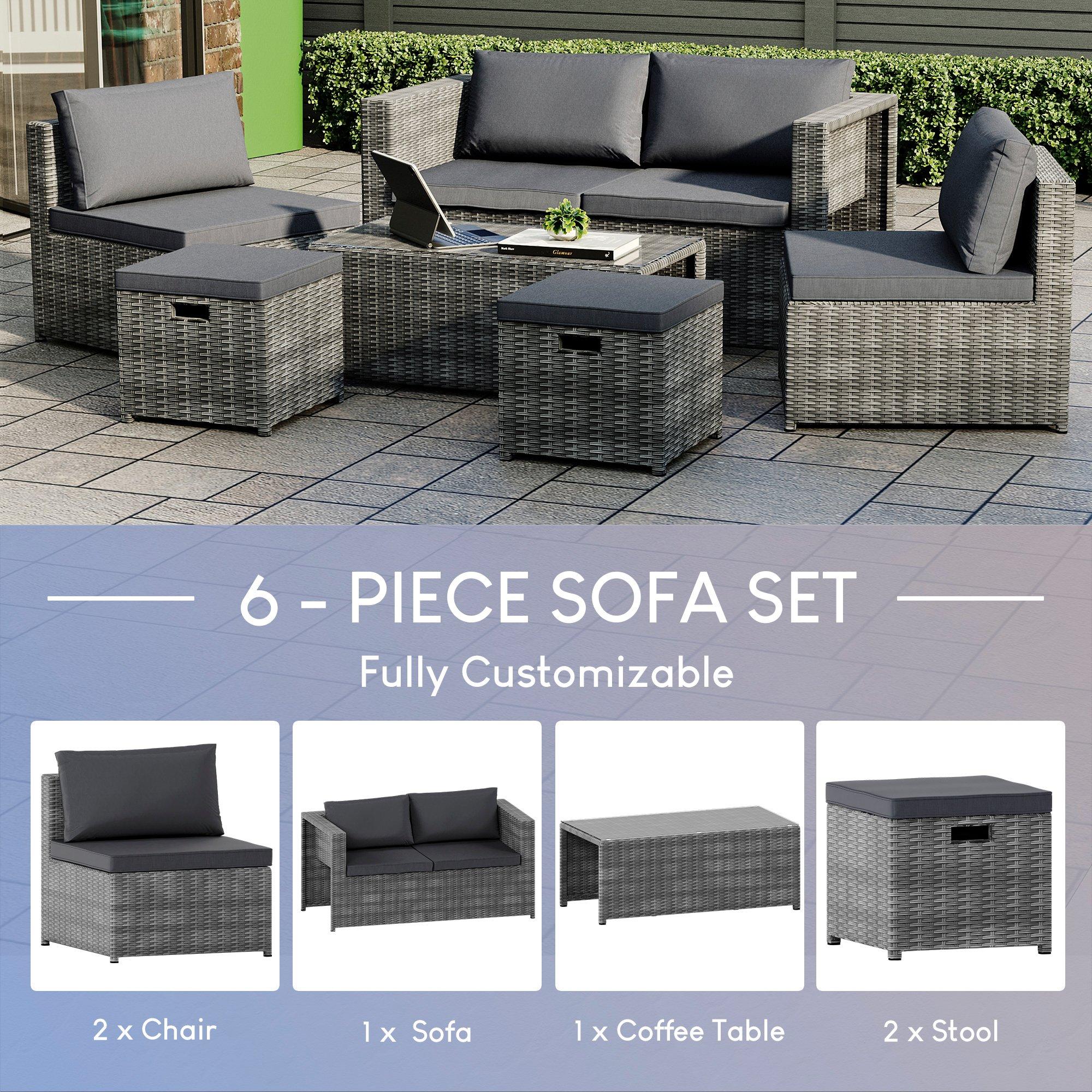 Grey - Lassic - Islay 6 Seater Rattan Set - Fully Assembled UKFR - 5