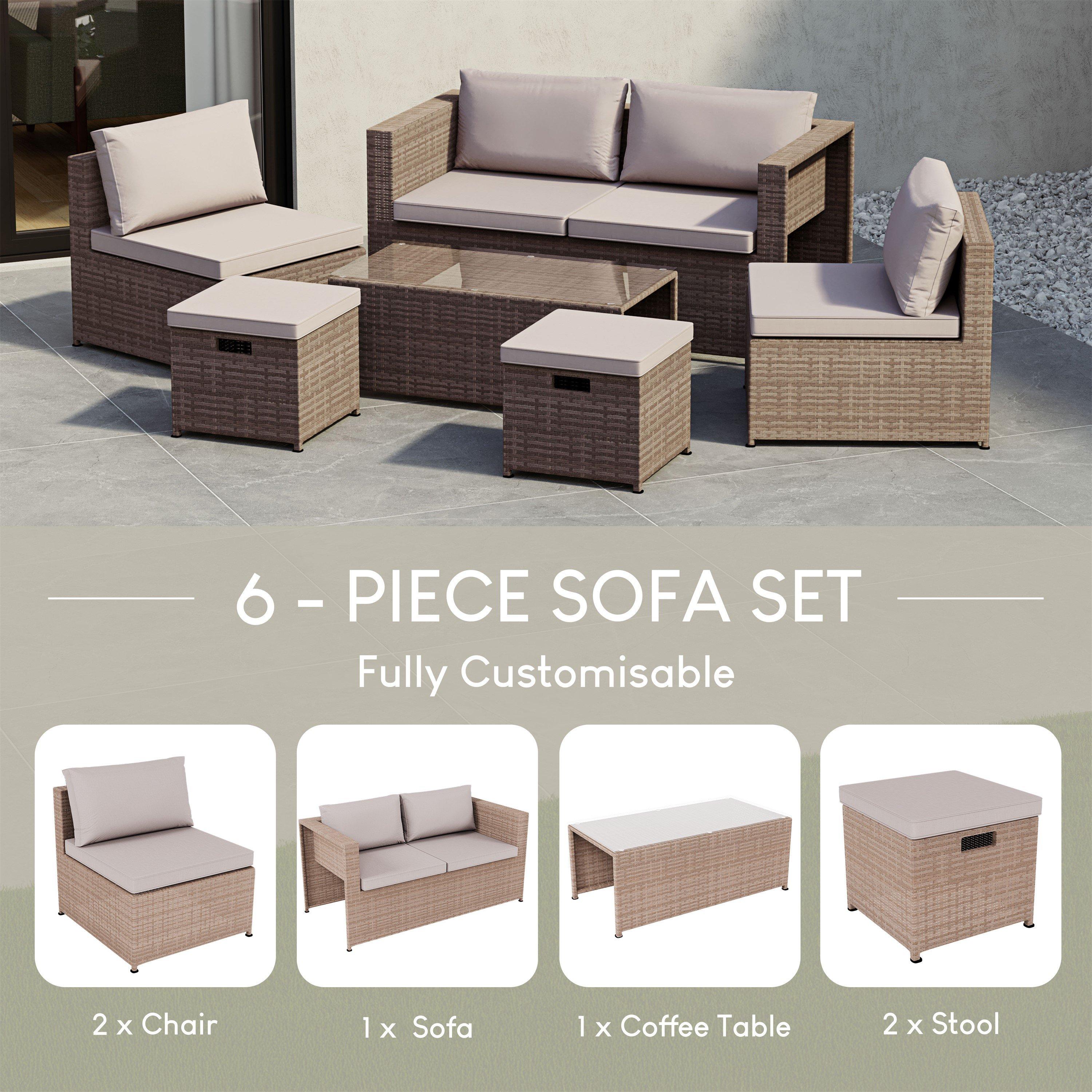 Natural - Lassic - Islay 6 Seater Rattan Set - Fully Assembled - 5