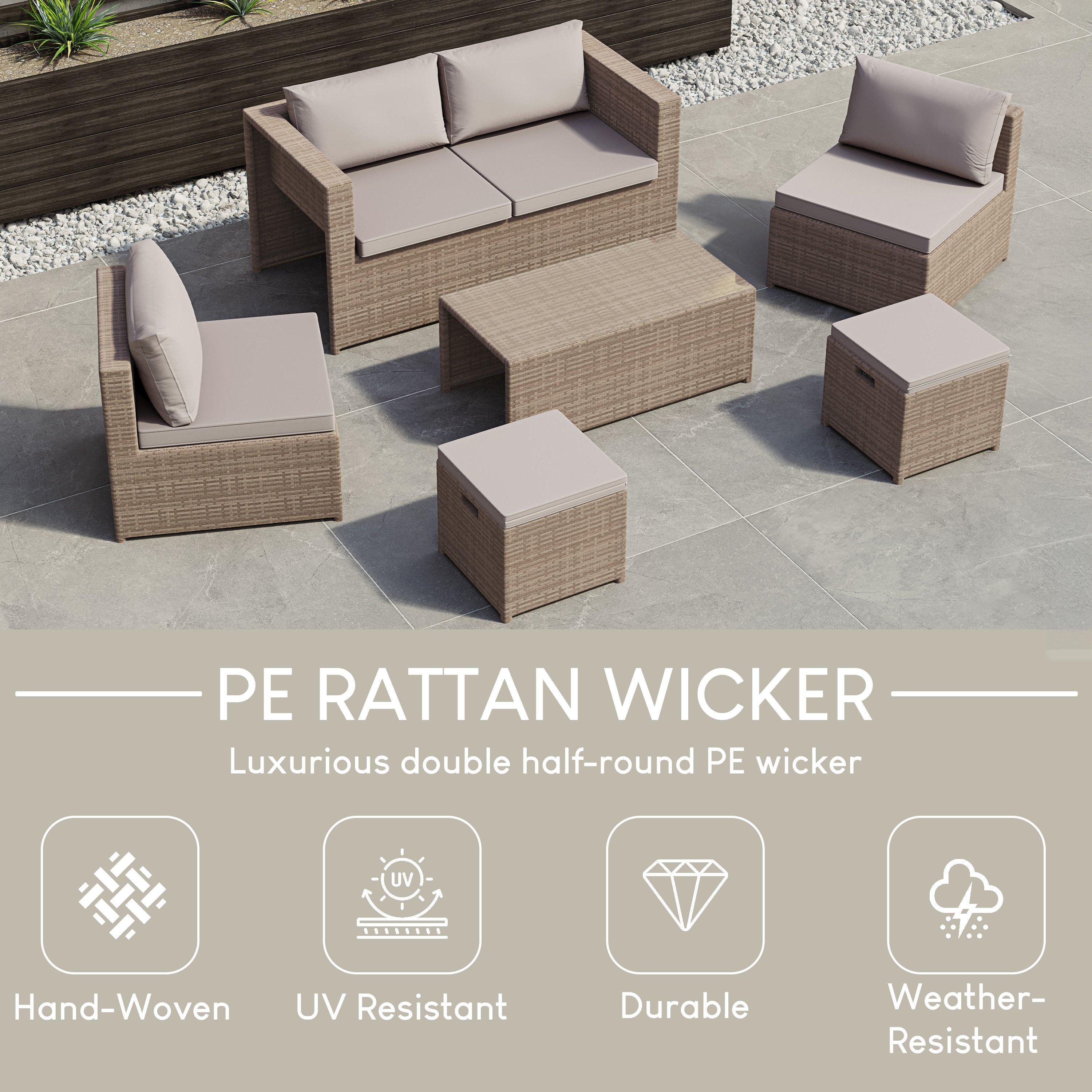 Natural - Lassic - Islay 6 Seater Rattan Set - Fully Assembled - 6