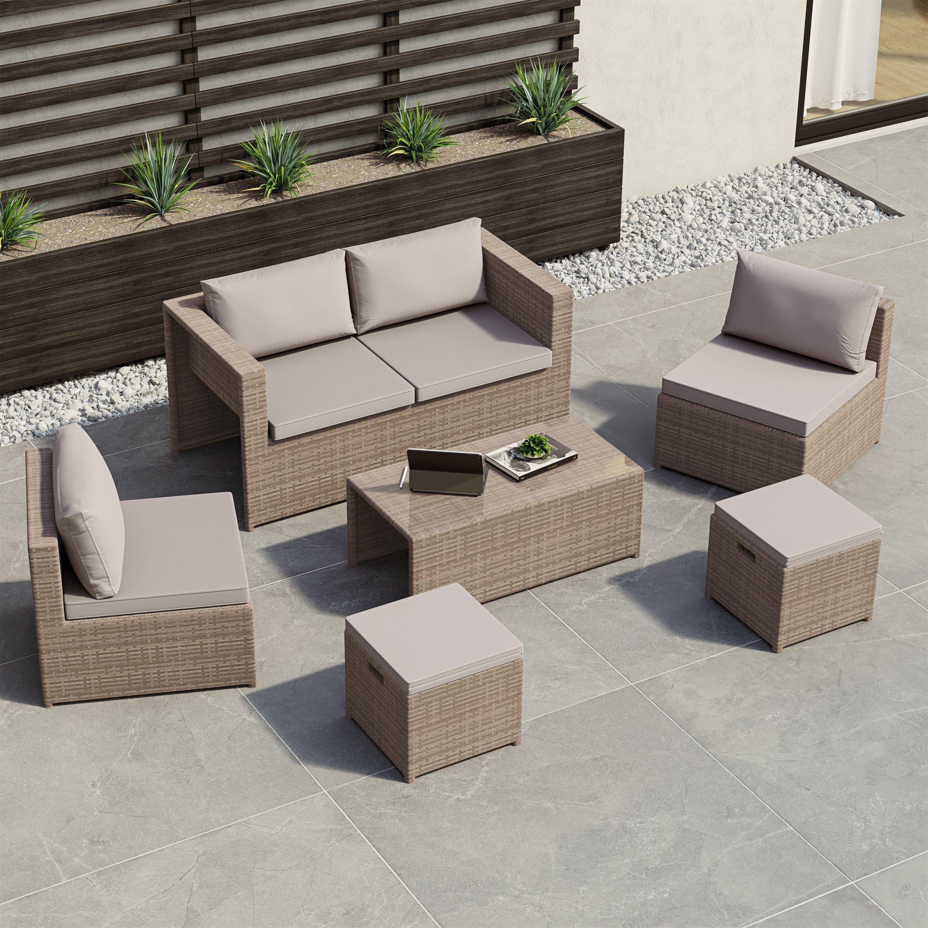 Natural - Lassic - Islay 6 Seater Rattan Set - Fully Assembled - 7