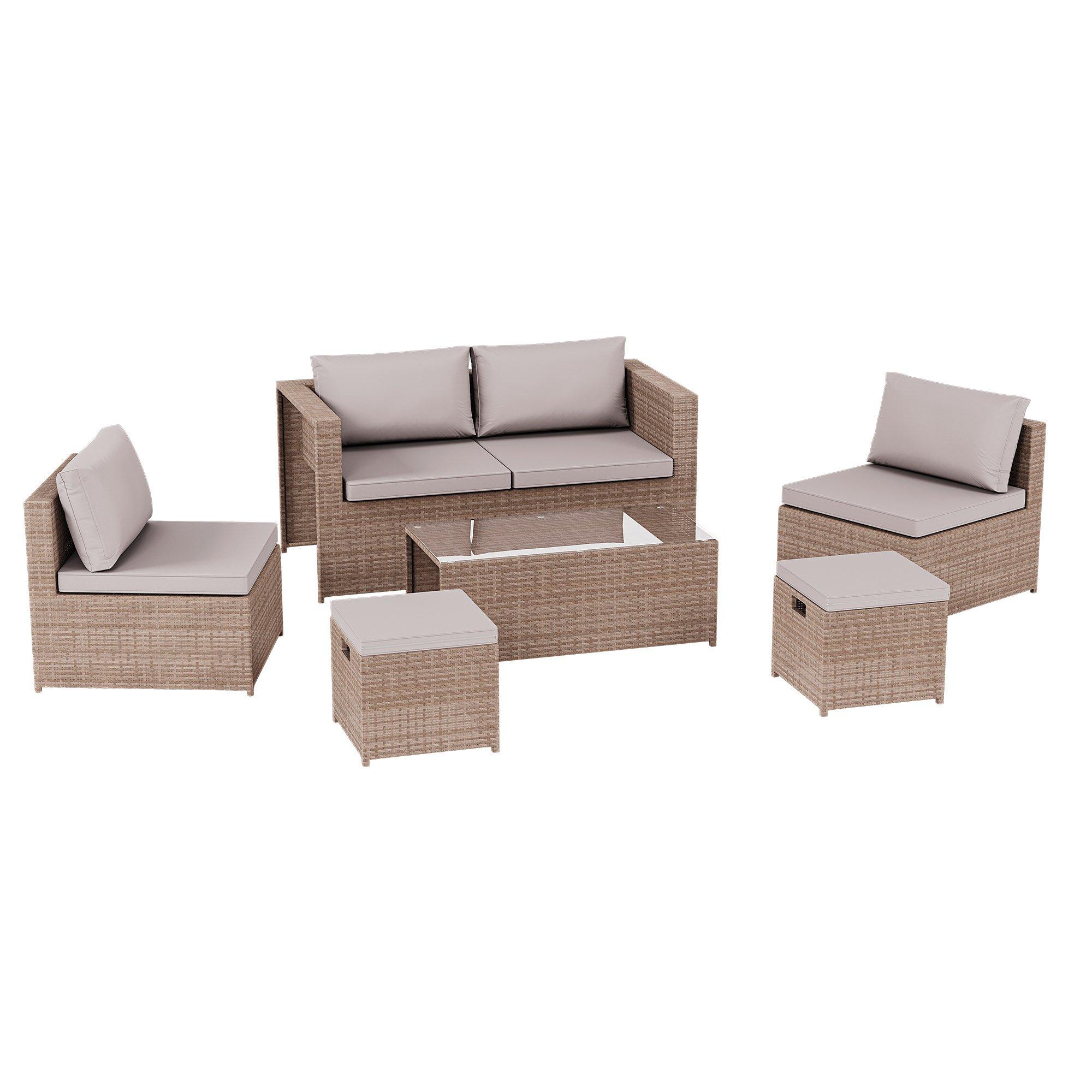 Natural - Lassic - Islay 6 Seater Rattan Set - Fully Assembled - 9