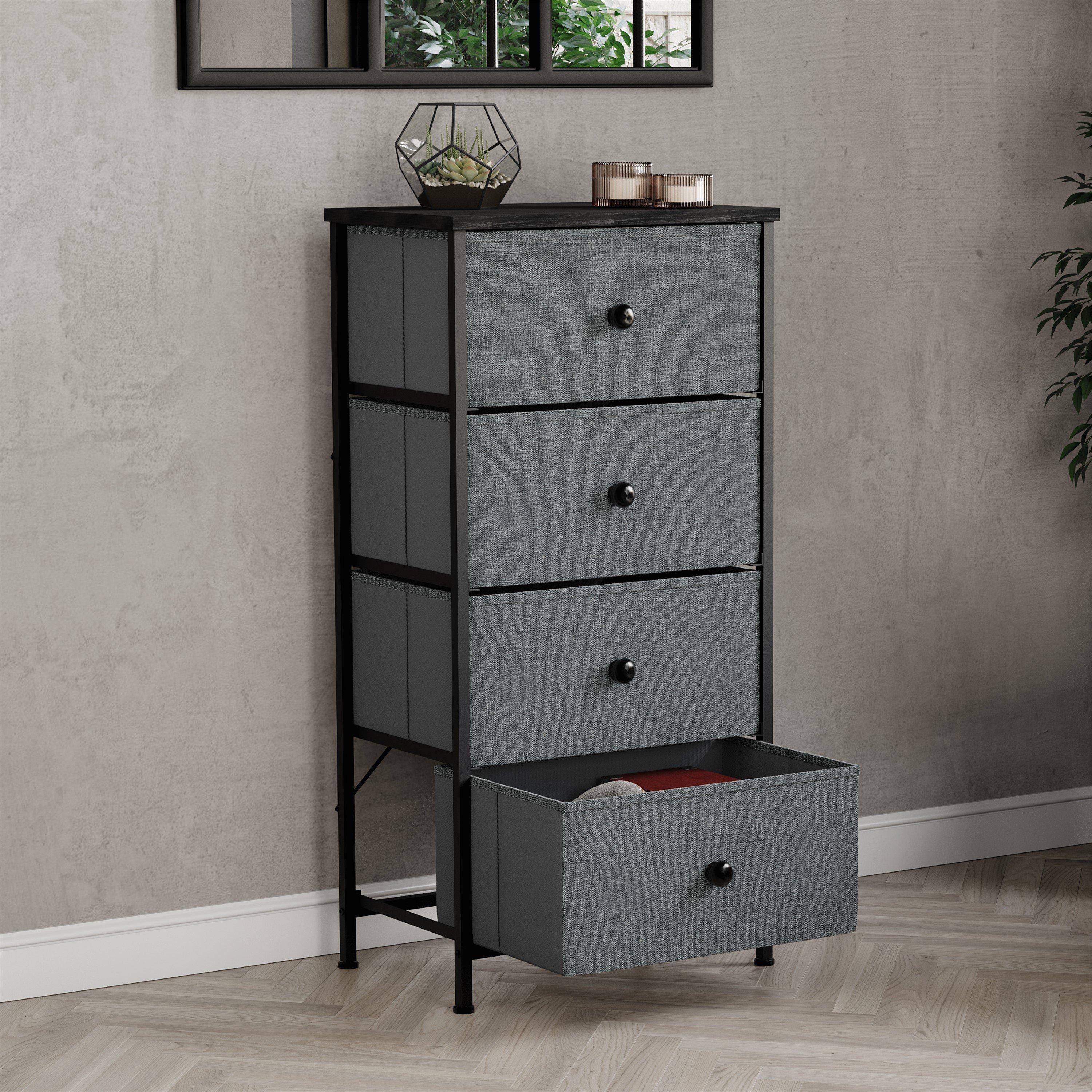 Grey & Black - Lassic - Chorley 4 Drawer Fabric Storage Chest UKFR - 3