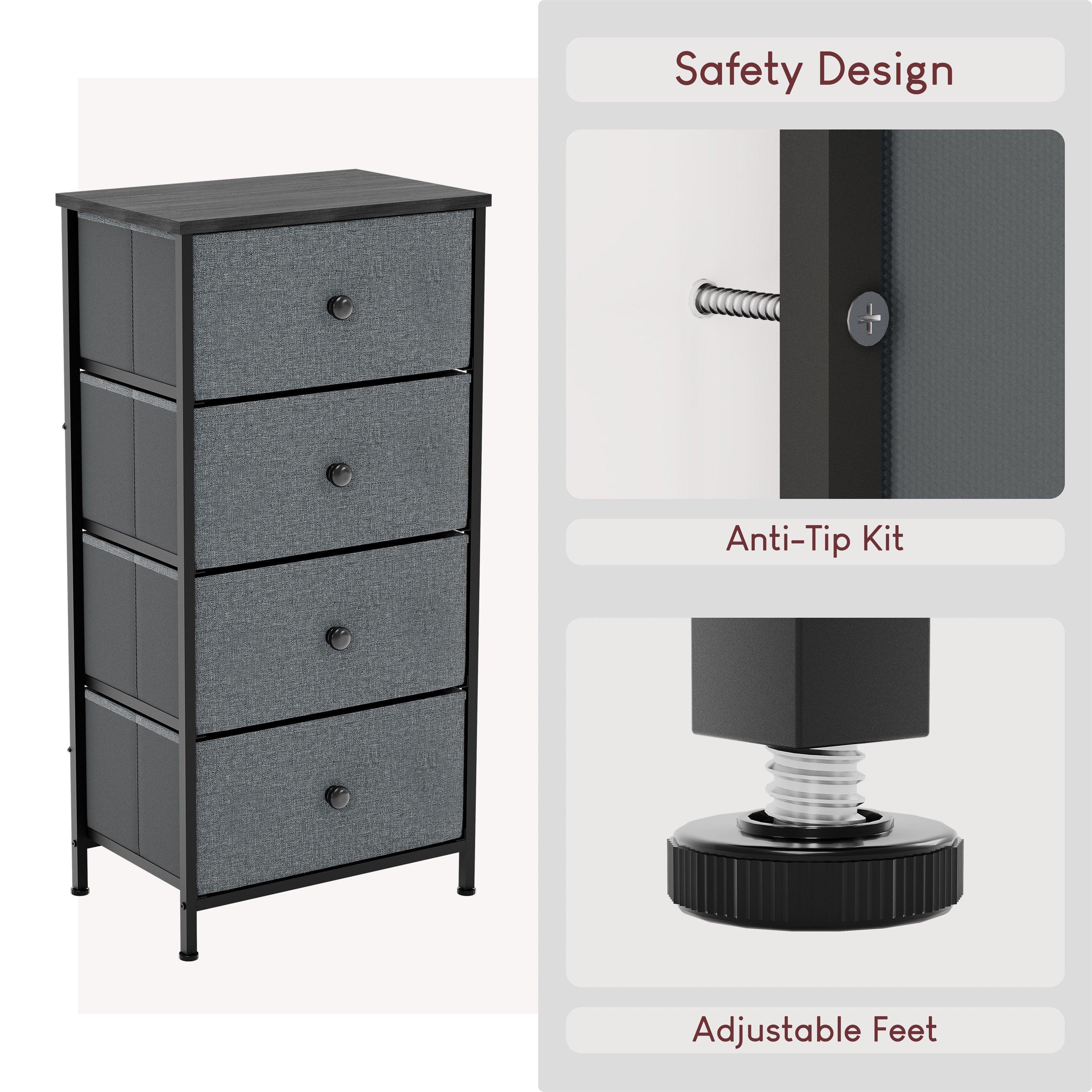 Grey & Black - Lassic - Chorley 4 Drawer Fabric Storage Chest UKFR - 7