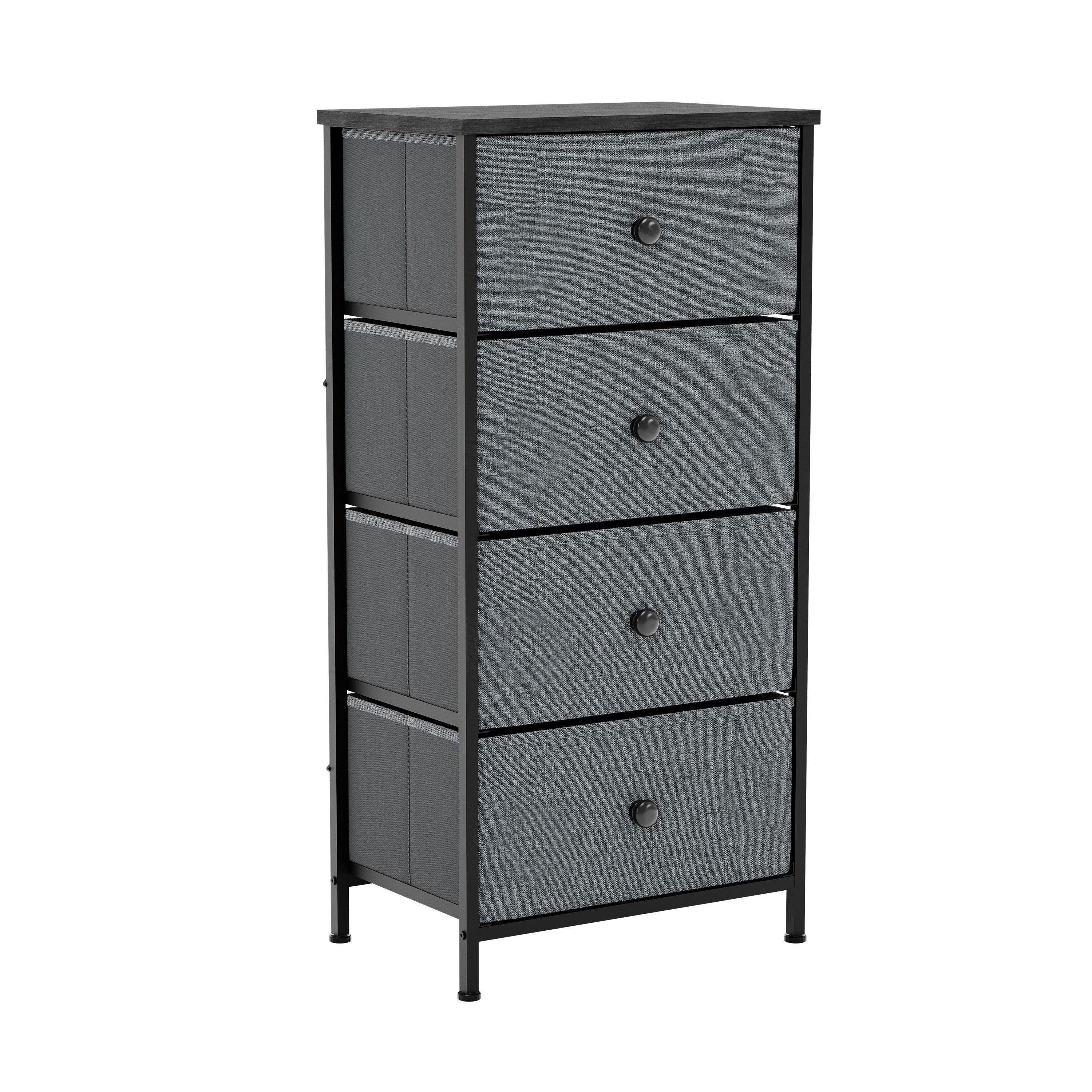 Grey & Black - Lassic - Chorley 4 Drawer Fabric Storage Chest UKFR - 8