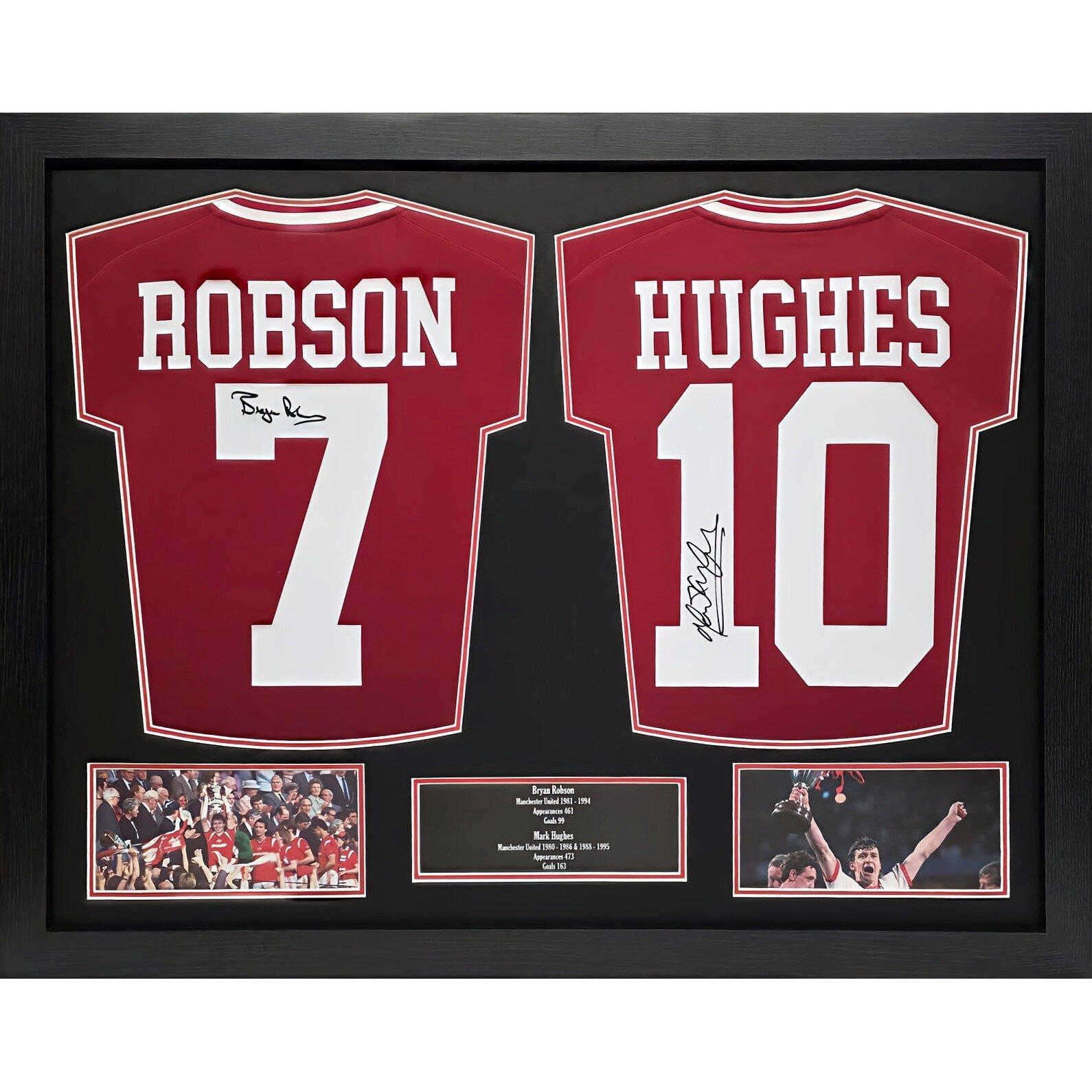 Manchester United Fc  Hughes & Robson Signed Manchester United Shirts - Red