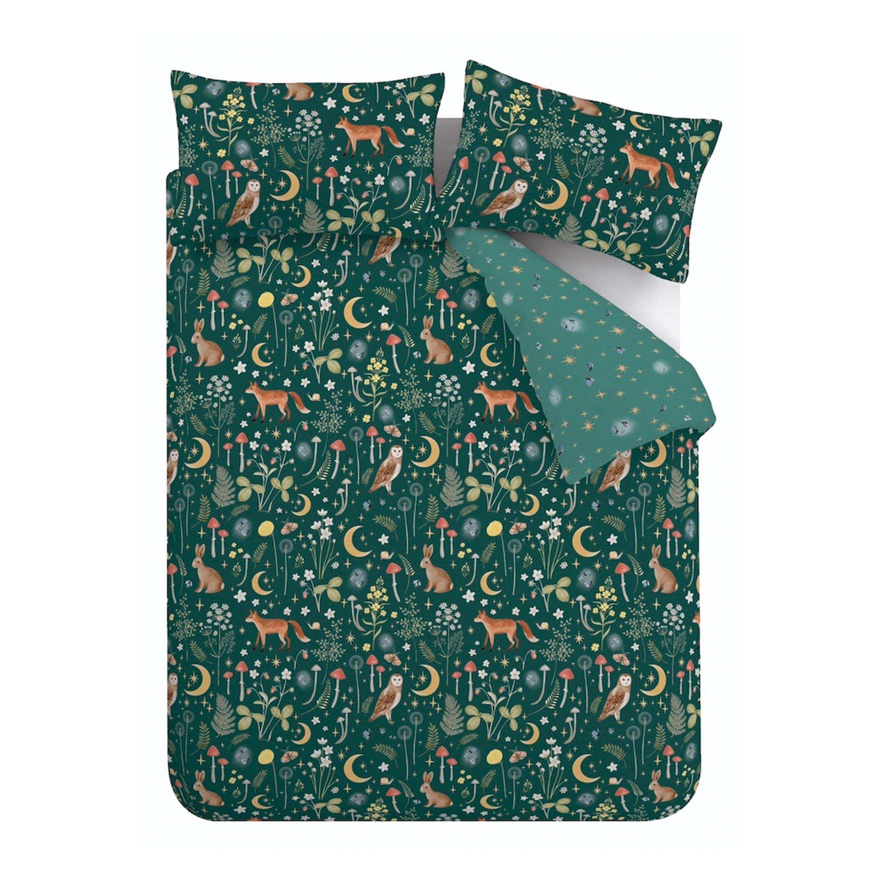 Forest Green - Catherine Lansfield - Enchanted Twilight Reversible Duvet Cover Set - 6