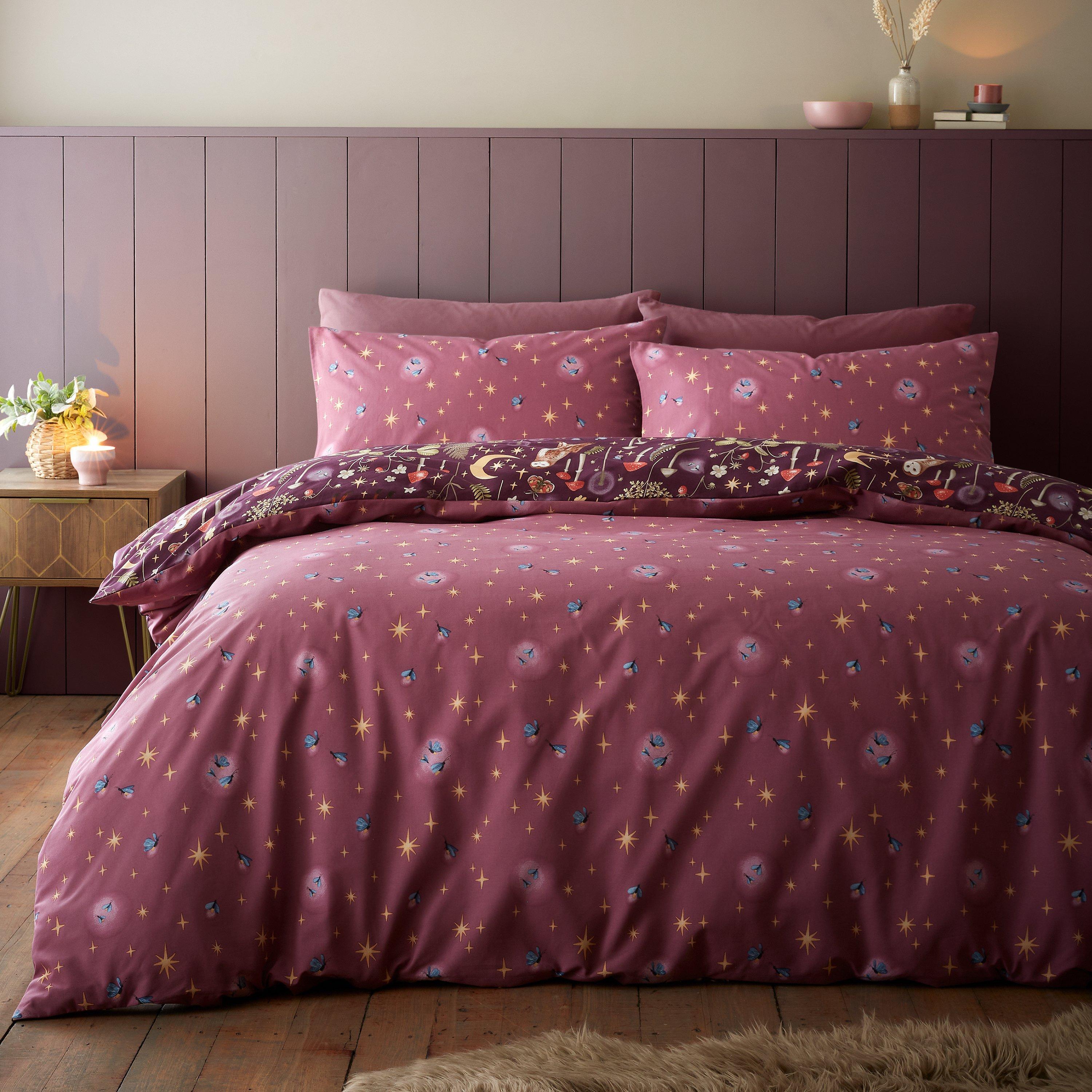 Plum - Catherine Lansfield - Enchanted Twilight Reversible Duvet Cover Set - 2