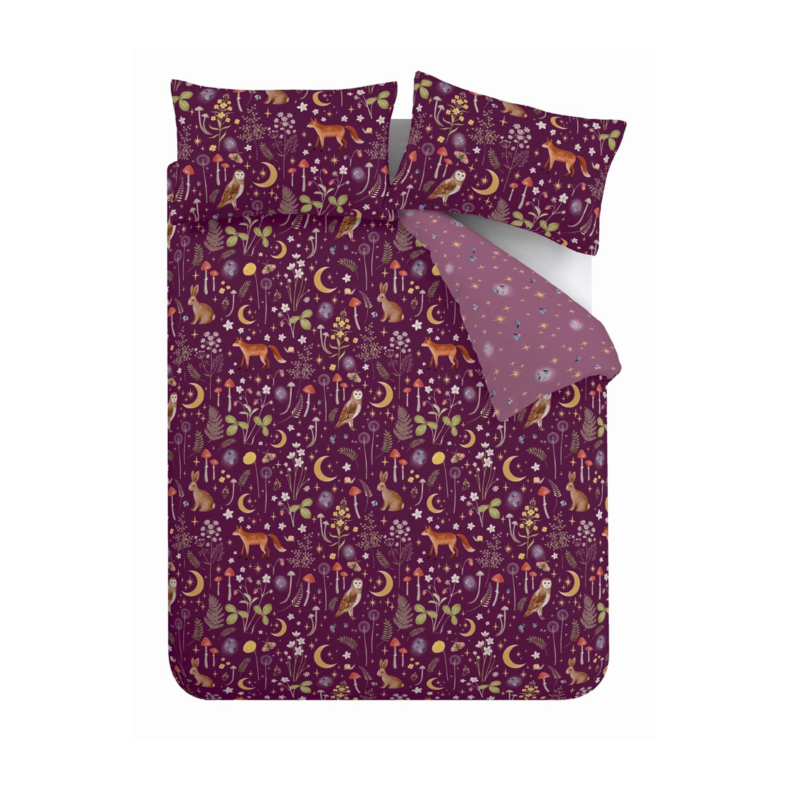 Plum - Catherine Lansfield - Enchanted Twilight Reversible Duvet Cover Set - 6