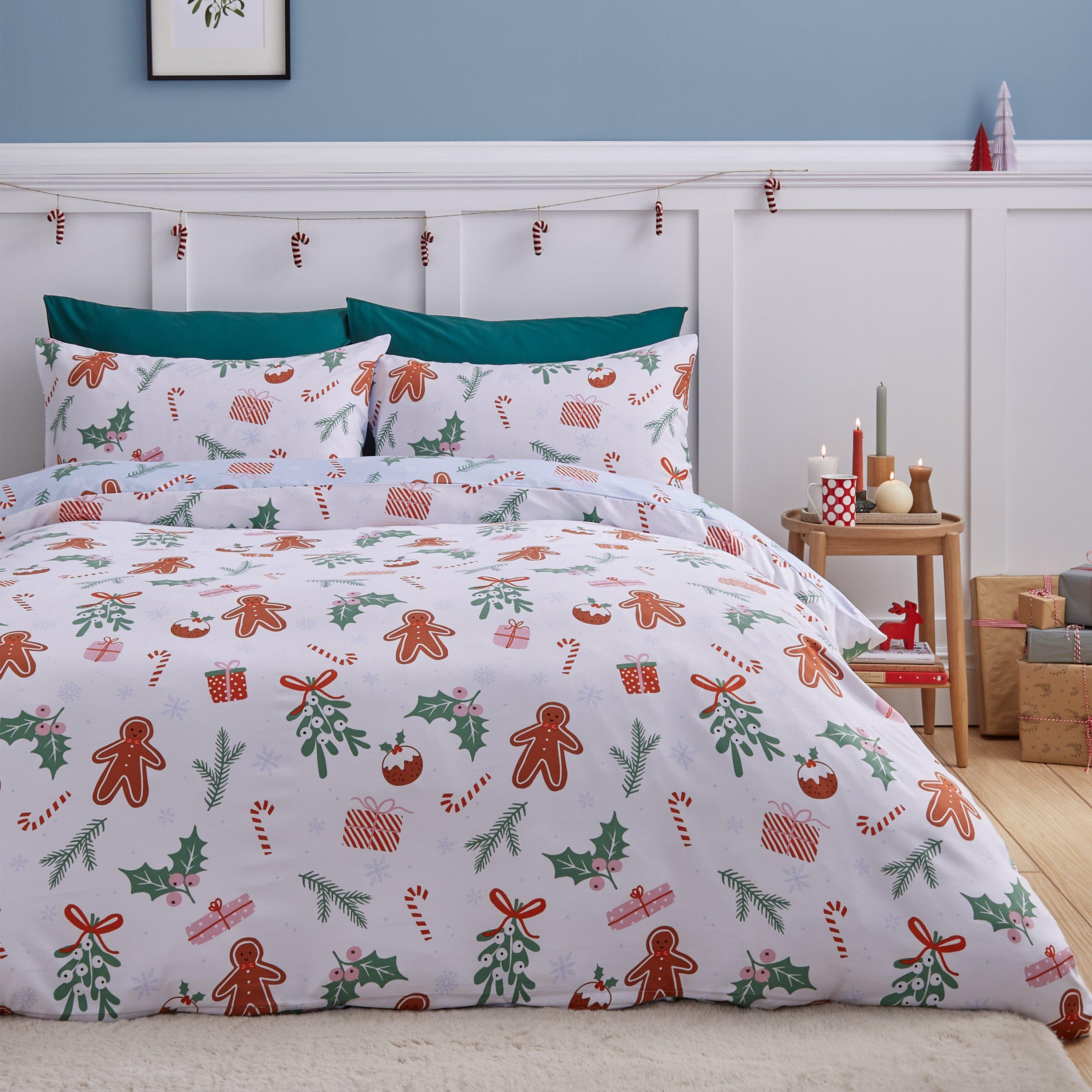 Blue - Catherine Lansfield - Christmas Gingerbread Soft Microfibre Duvet Set - 2