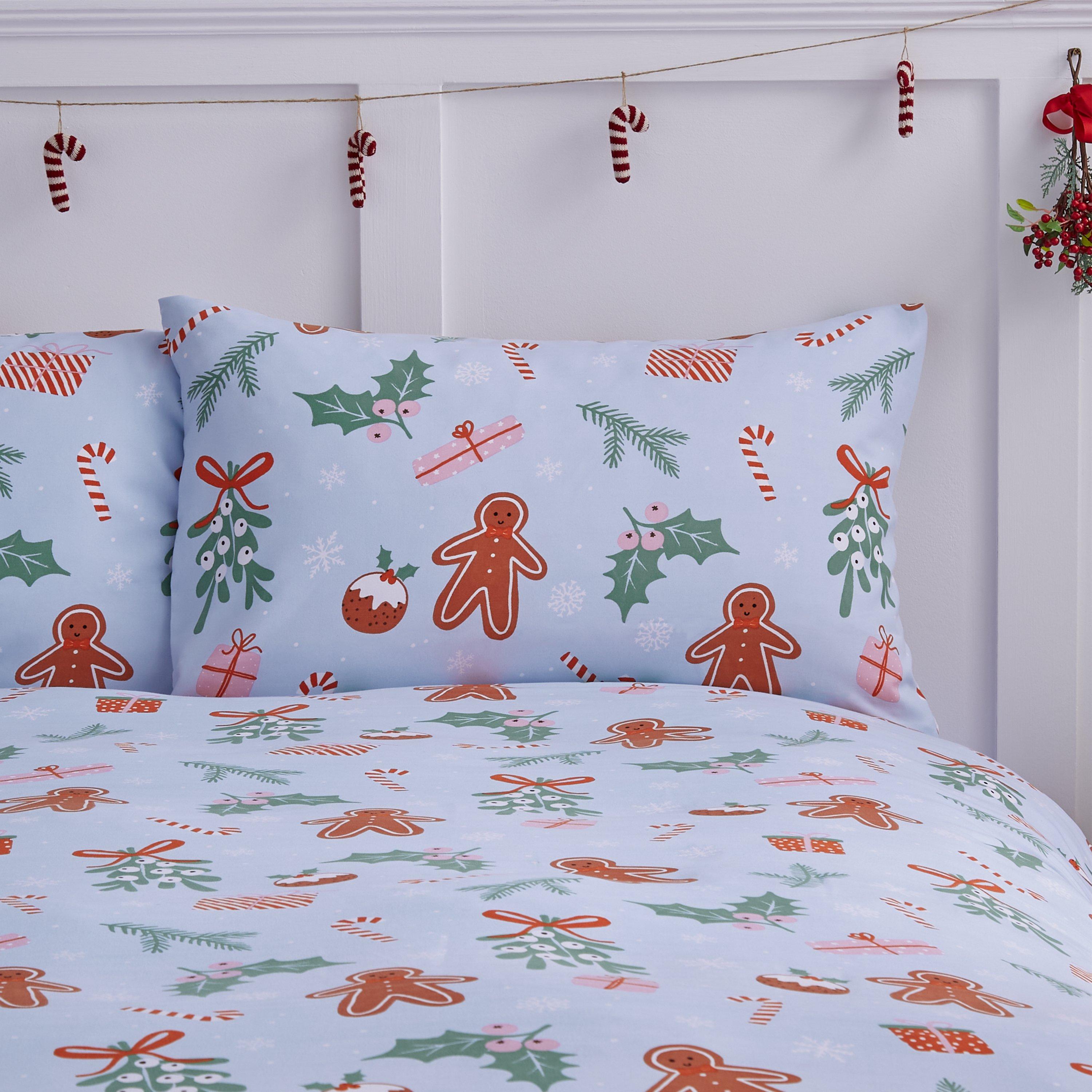 Blue - Catherine Lansfield - Christmas Gingerbread Soft Microfibre Duvet Set - 3