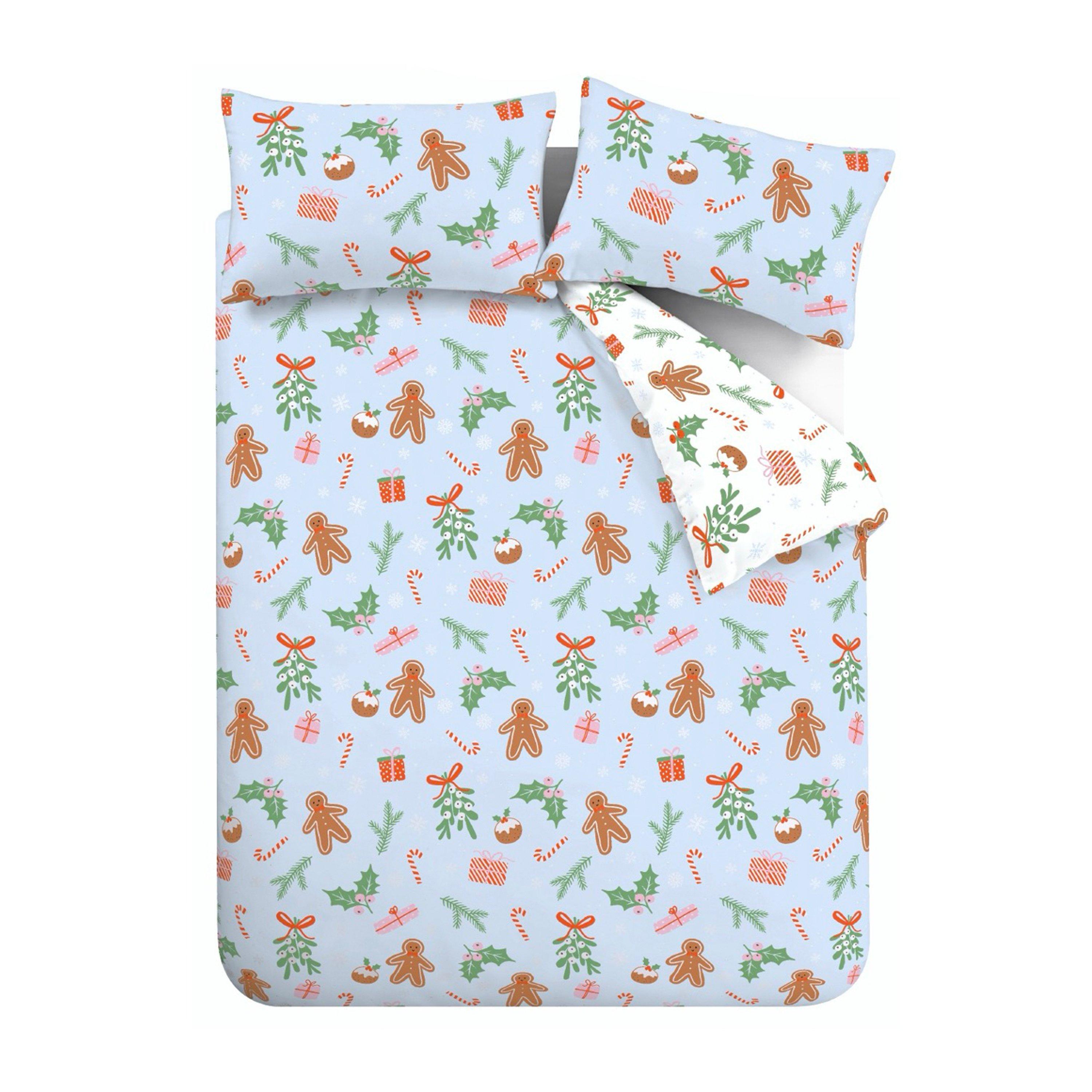 Blue - Catherine Lansfield - Christmas Gingerbread Soft Microfibre Duvet Set - 5