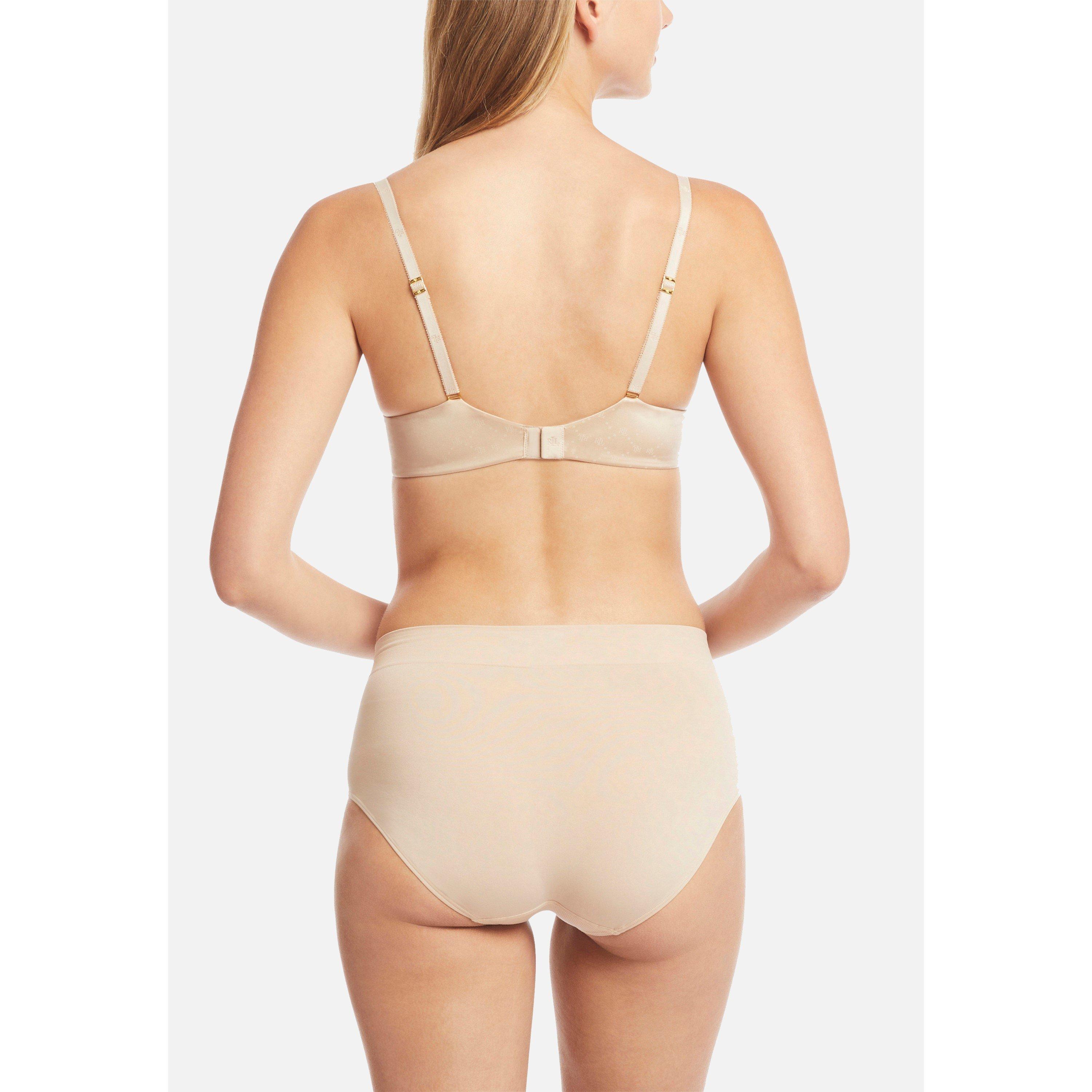 Light Truffle - Lauren by Ralph Lauren - Women's Real Leather Wireless T-Shirt Bra - 9