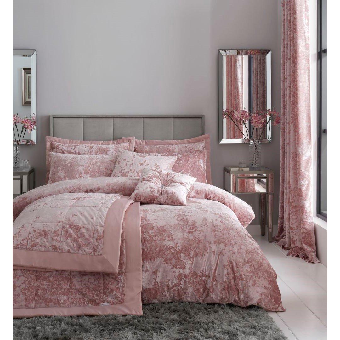 Catherine Lansfield  Crushed Velvet Duvet Cover Set - Blush Pink - King