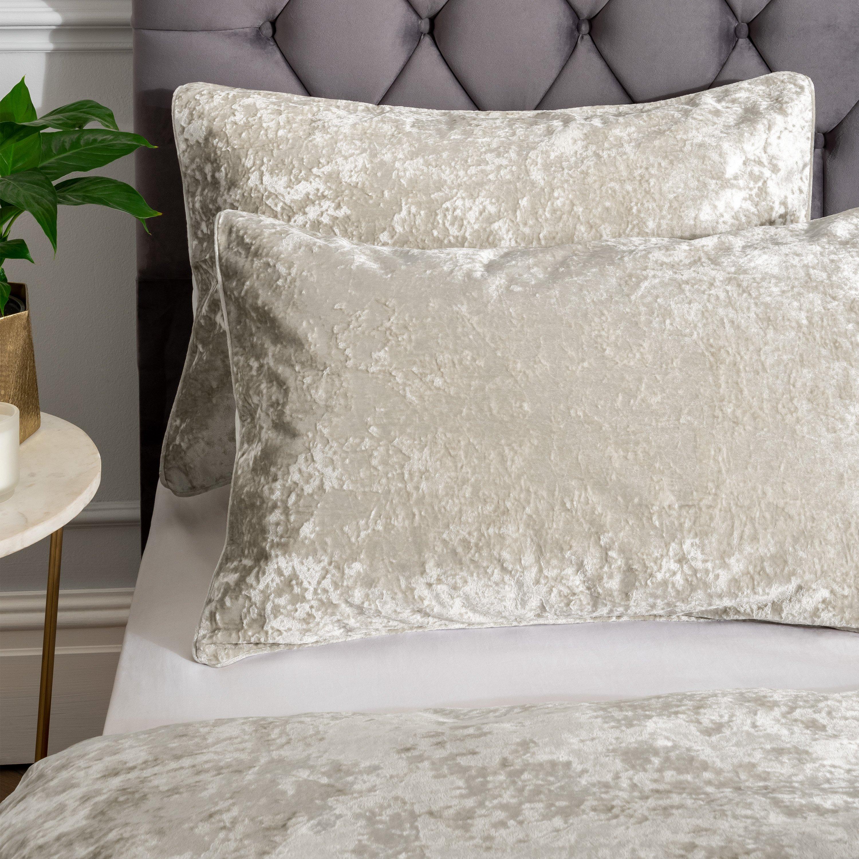 Natural - Catherine Lansfield - Crushed Velvet Duvet Cover Set - 2