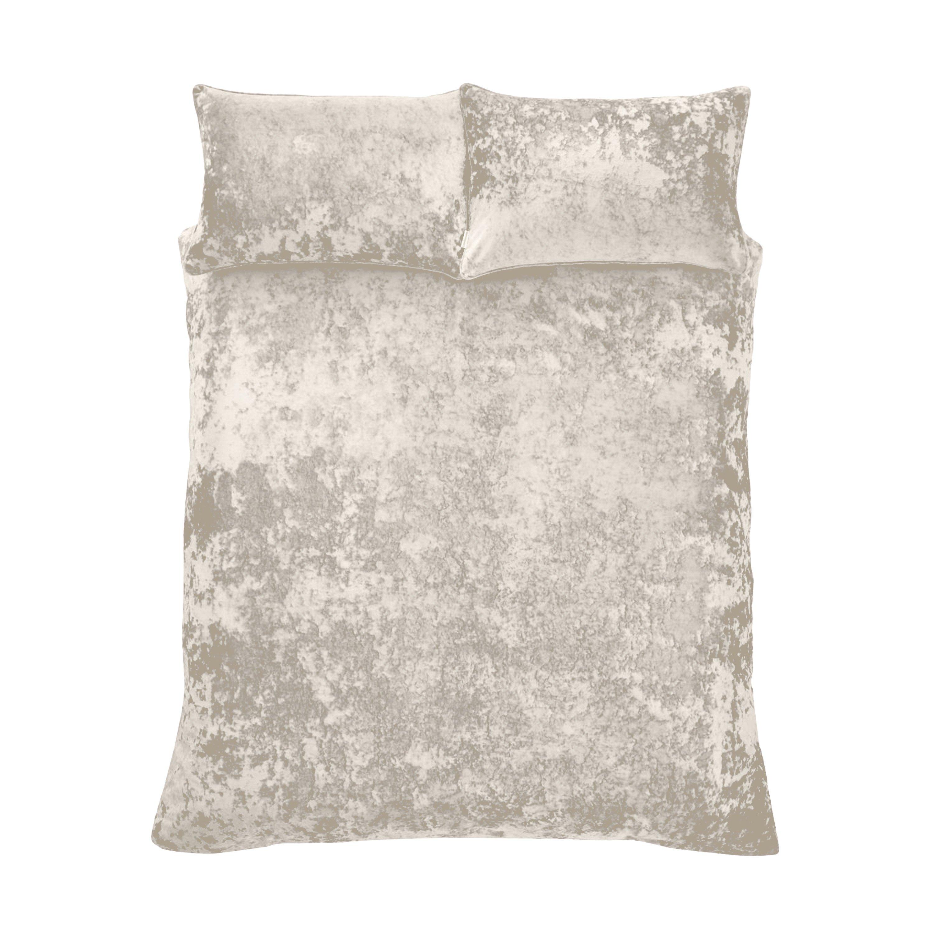 Natural - Catherine Lansfield - Crushed Velvet Duvet Cover Set - 4
