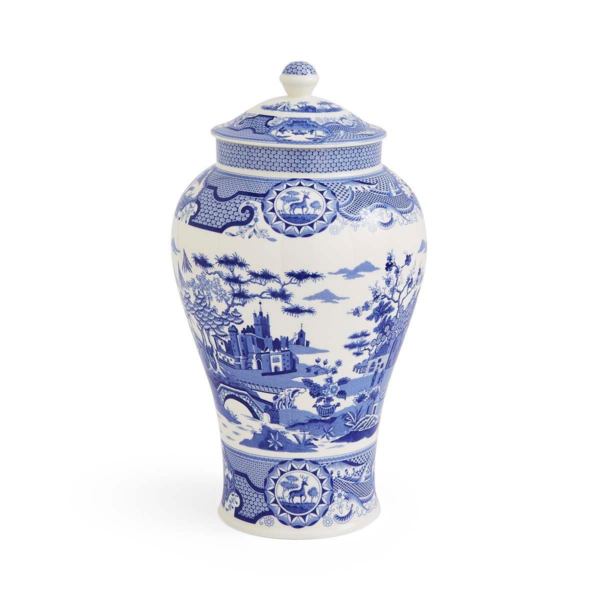 Spode  Blue Italian Gothic Castle Vase - Blue White