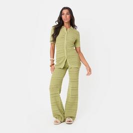 I Saw It First Crochet Shirt and Pant Set