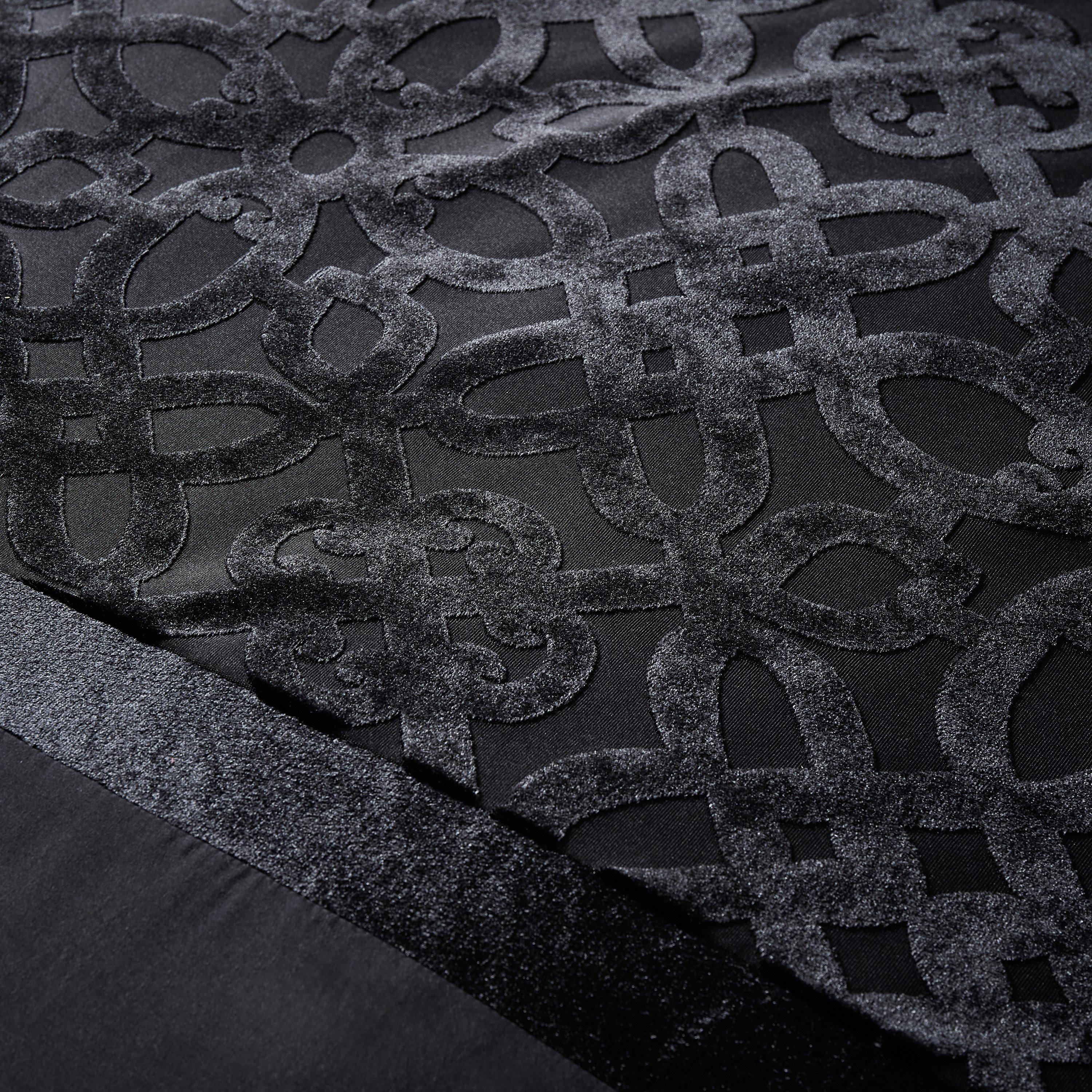 Black - Catherine Lansfield - Lattice Cut Velvet Duvet Cover Set - 3