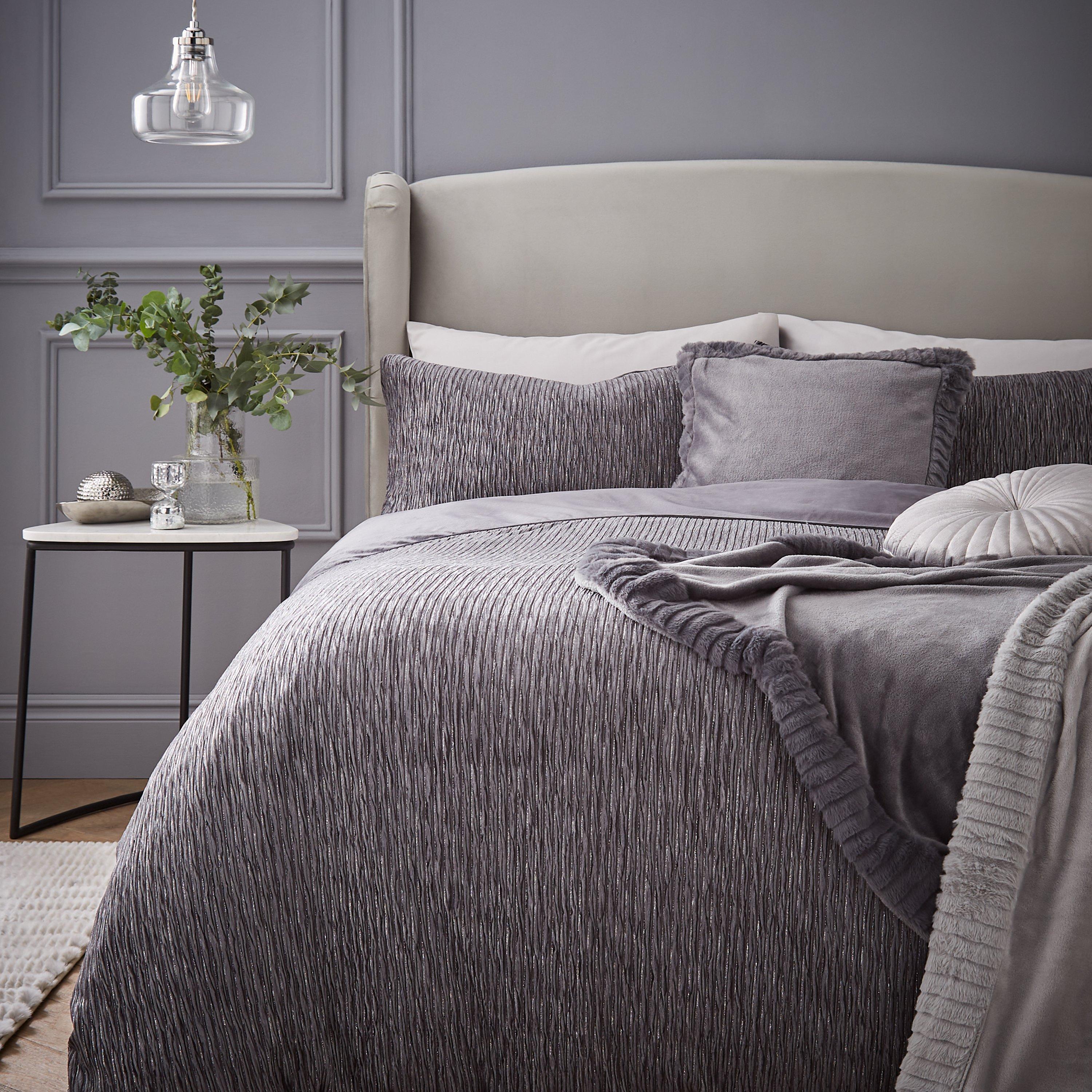 Grey - Catherine Lansfield - Allure Sparkle Duvet Cover Set - 1