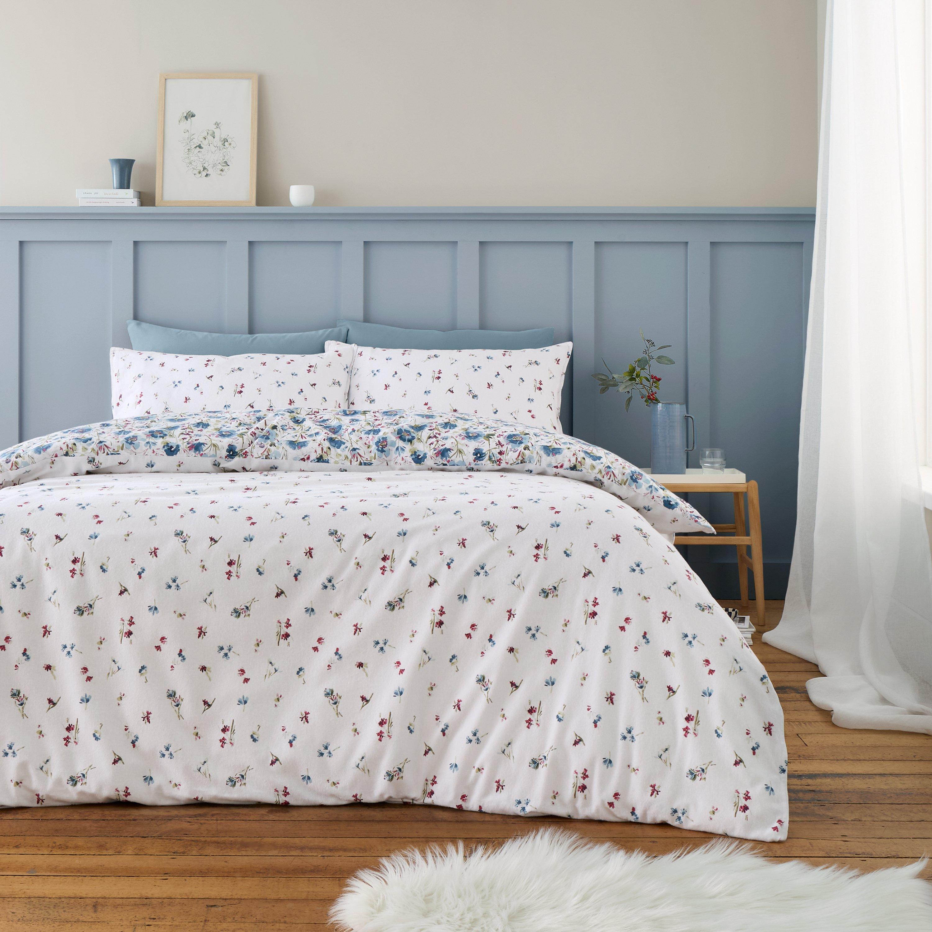 Blue - Bianca - Brushed Cotton Ophelia Floral Duvet Cover Set - 2
