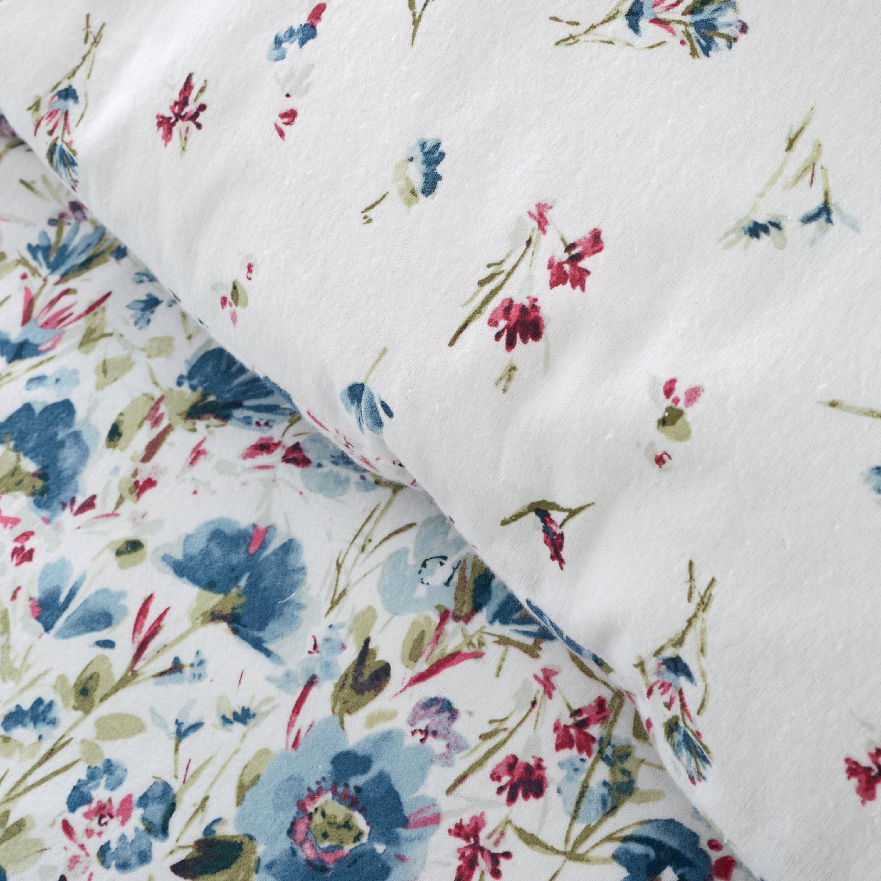 Blue - Bianca - Brushed Cotton Ophelia Floral Duvet Cover Set - 4