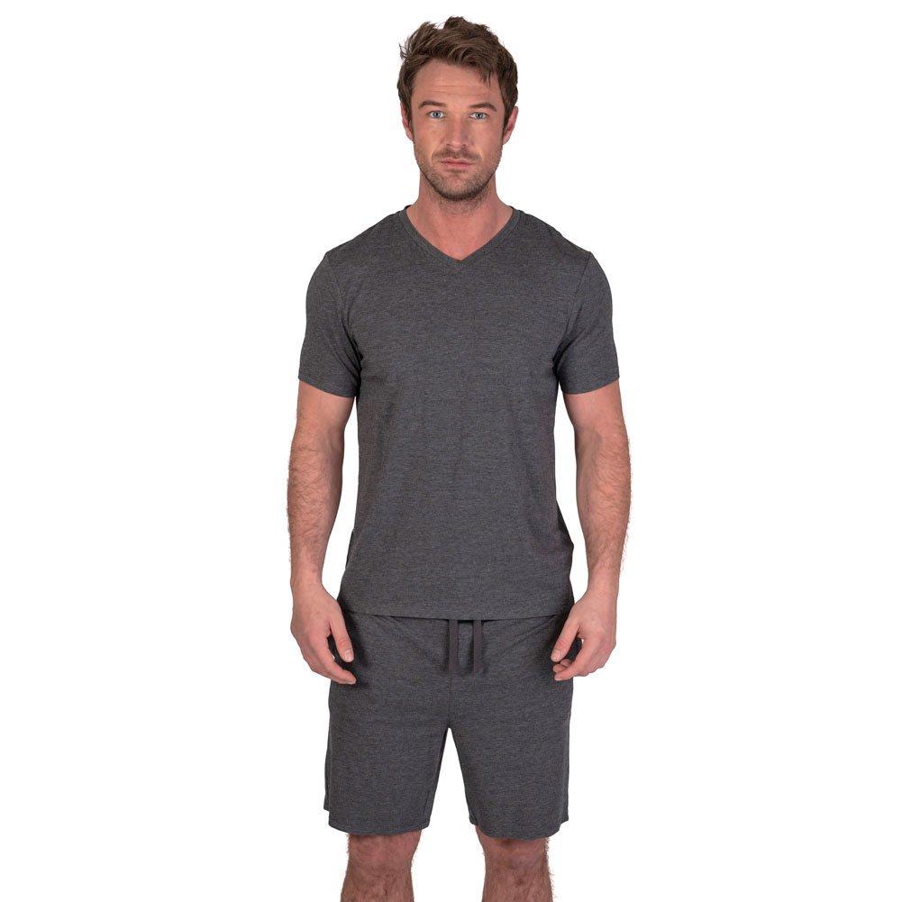 Holzkohle Melange - Light and Shade - & - Mens Pyjama Set V-Neck Tee Short - 1