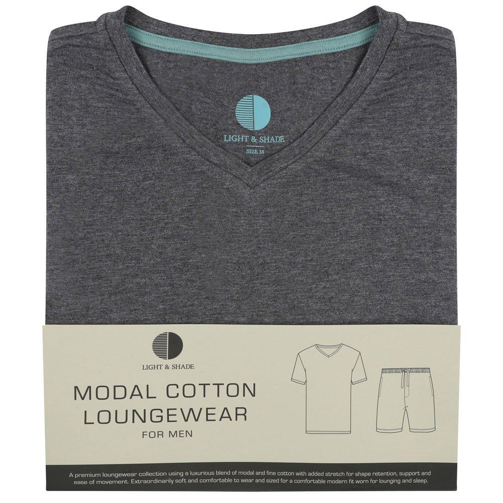 Holzkohle Melange - Light and Shade - & - Mens Pyjama Set V-Neck Tee Short - 4