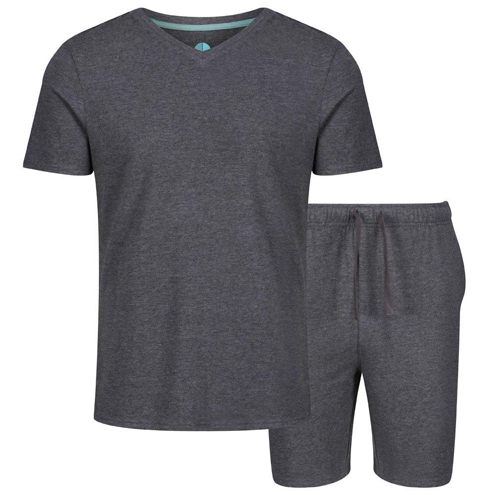 Holzkohle Melange - Light and Shade - & - Mens Pyjama Set V-Neck Tee Short - 6