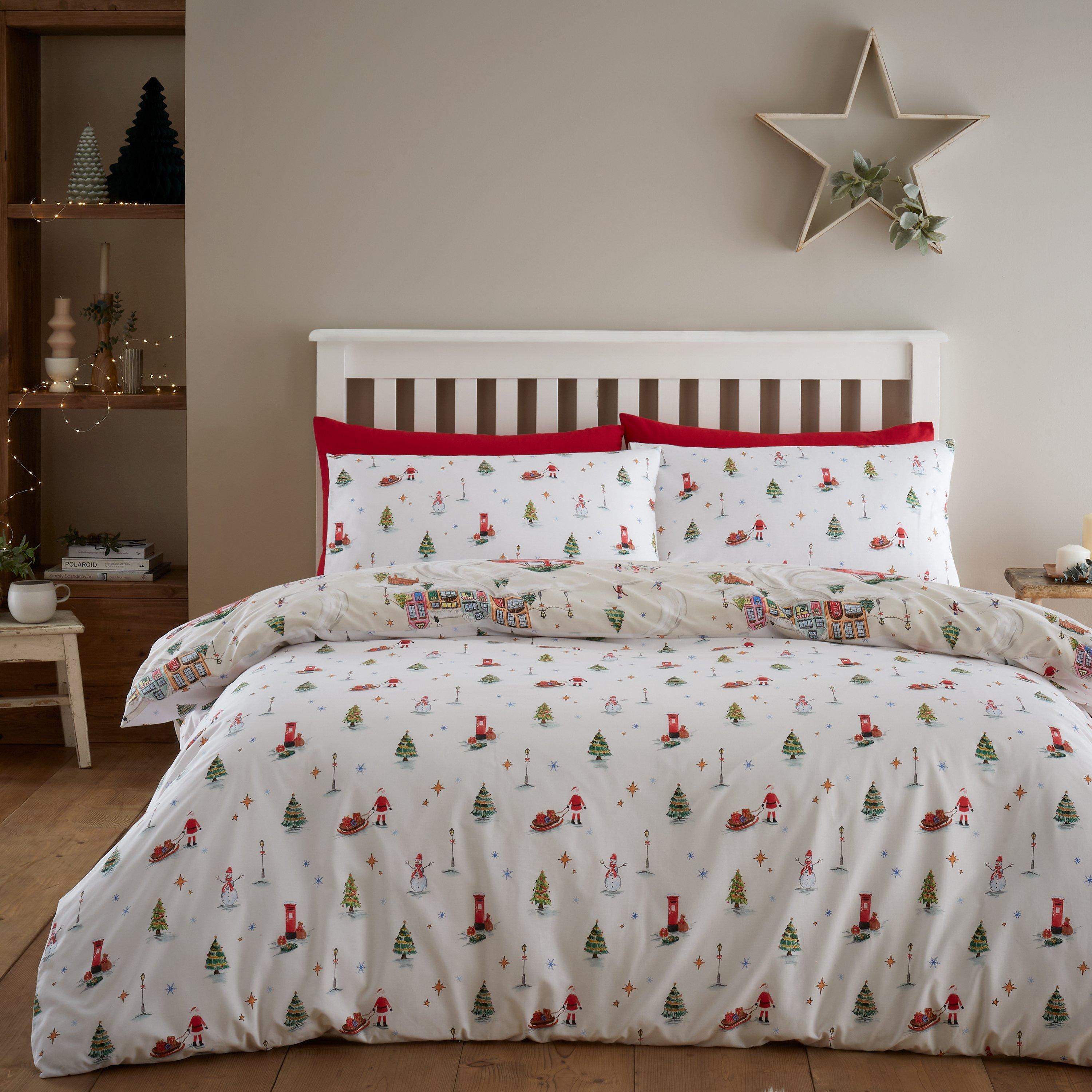 Neutral - Catherine Lansfield - Christmas Town Reversible Duvet Cover Set - 2