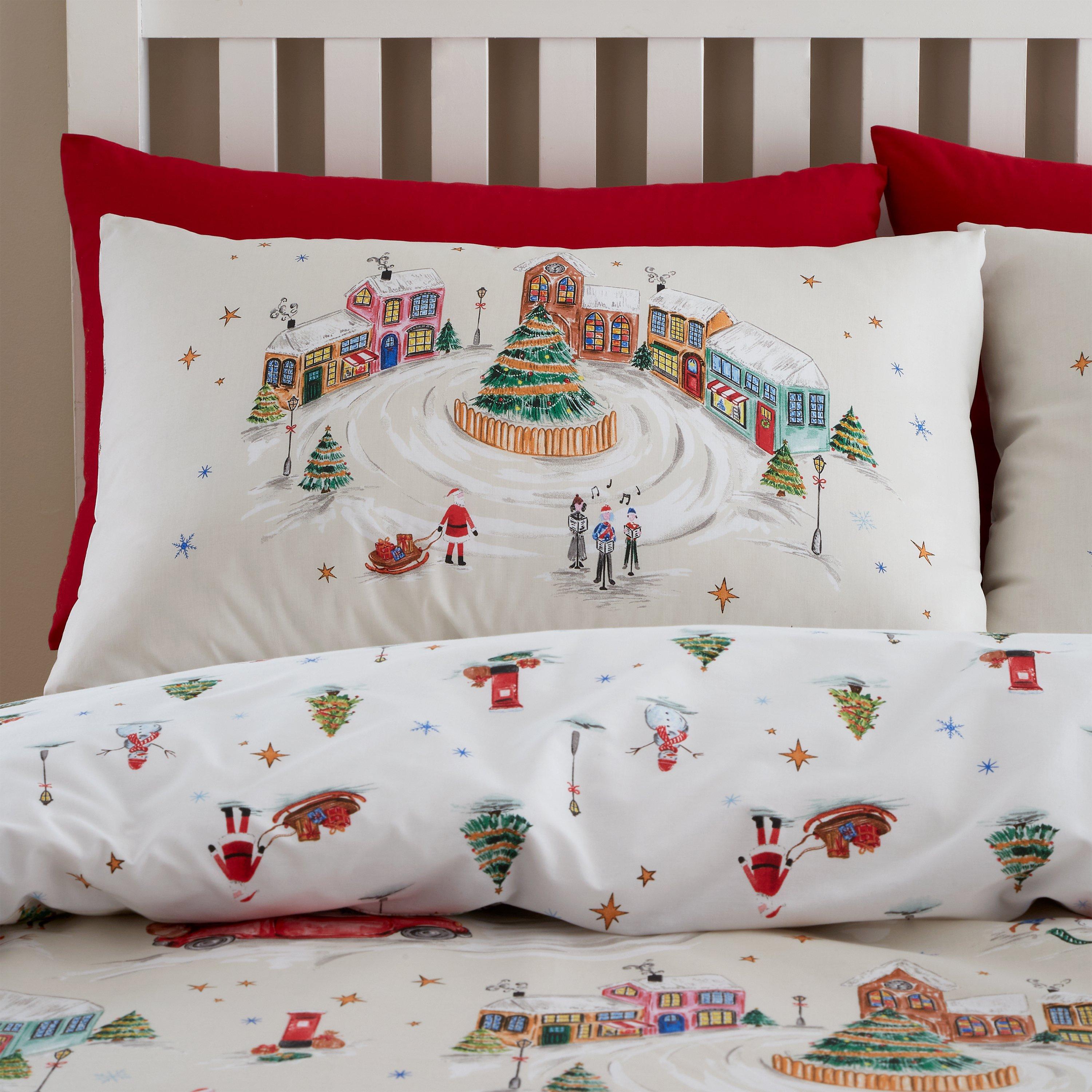 Neutral - Catherine Lansfield - Christmas Town Reversible Duvet Cover Set - 3