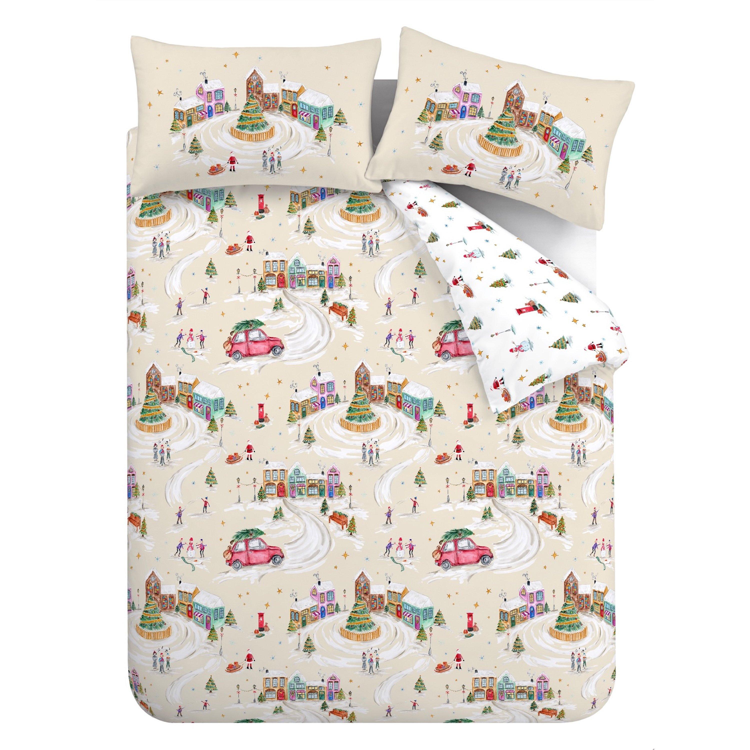 Neutral - Catherine Lansfield - Christmas Town Reversible Duvet Cover Set - 5