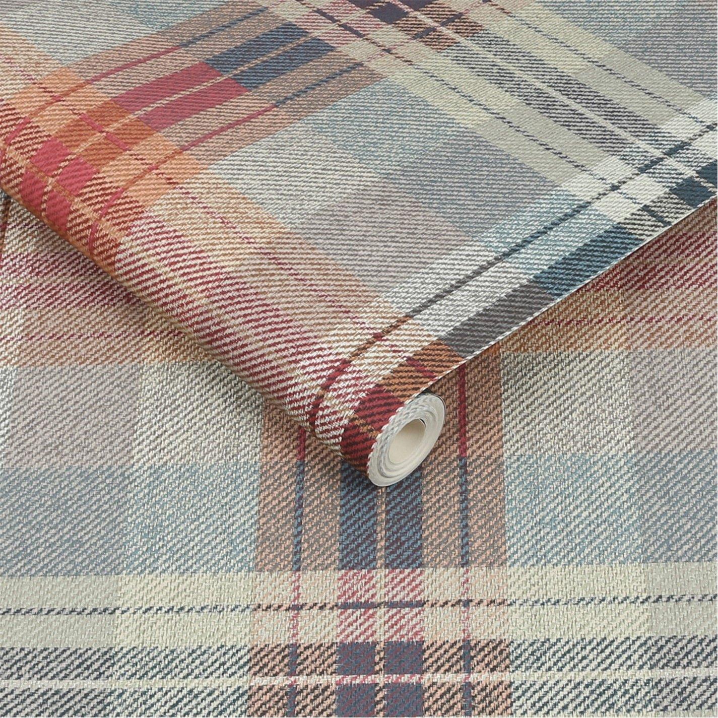 Red - Fresco - Highland Cosy Tartan Red/Green Wallpaper - 4